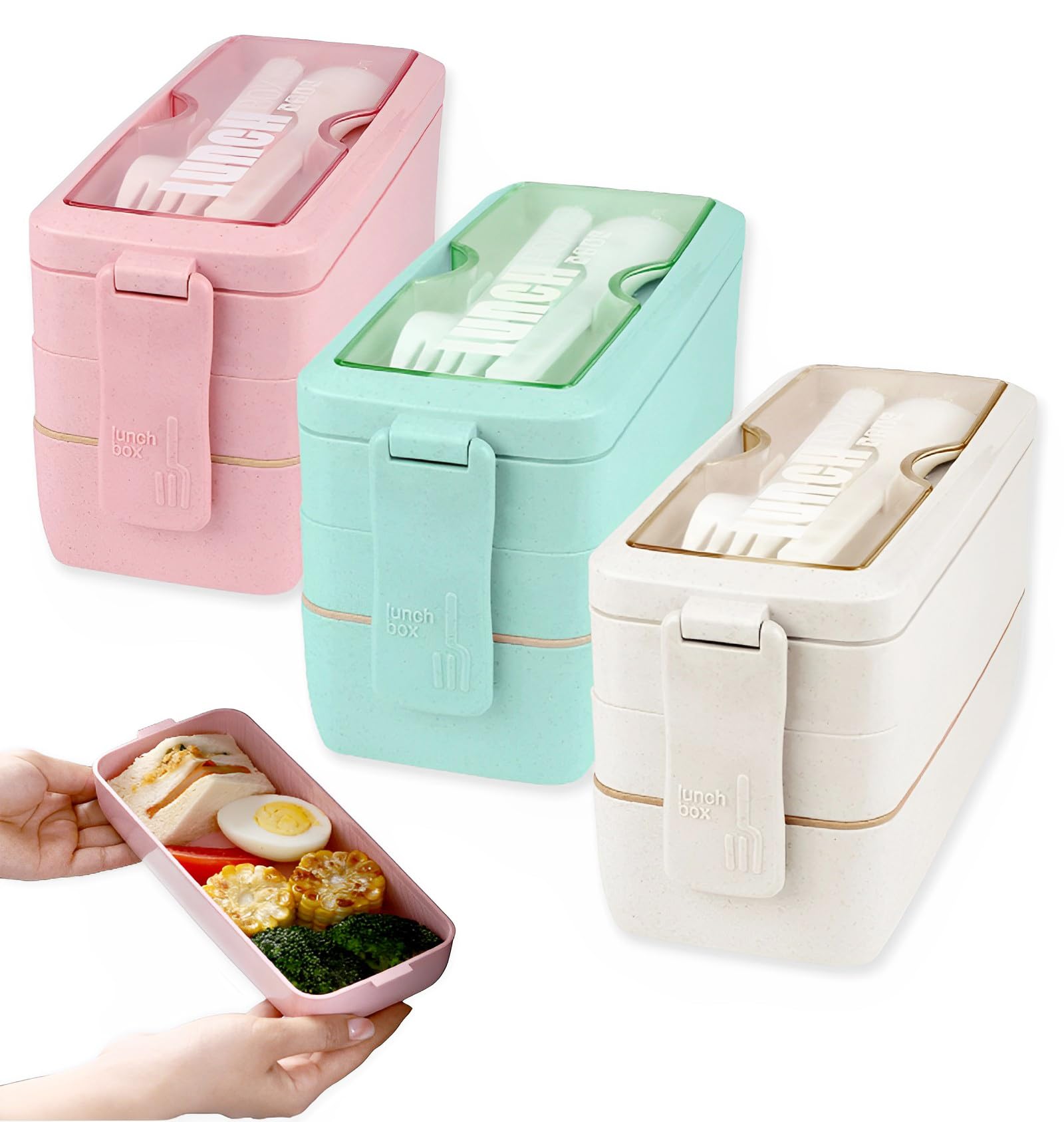 Buy Yesland 3 Packs Bento Box for Kid, Upgraded Japanese Lunch Box with