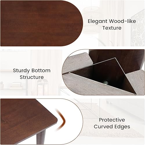 Miniatura 6 de Giantex Mesa de comedor para 4, mesa de cocina rectangular, mesa de comedor moderna de mediados de siglo con patas de madera de goma, mesa de