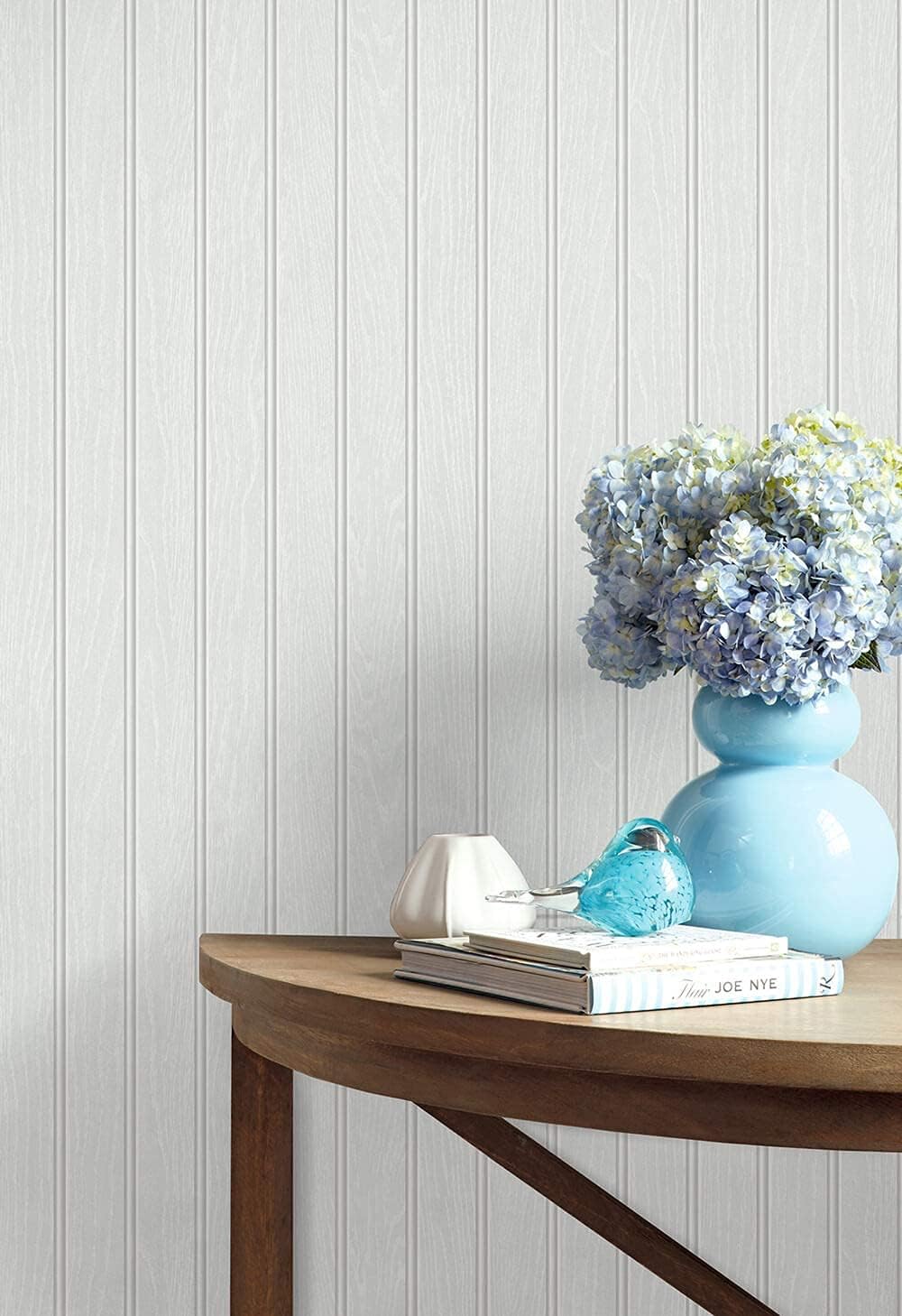 NextWall Pearl Gray Faux Beadboard Peel and Stick Wallpaper