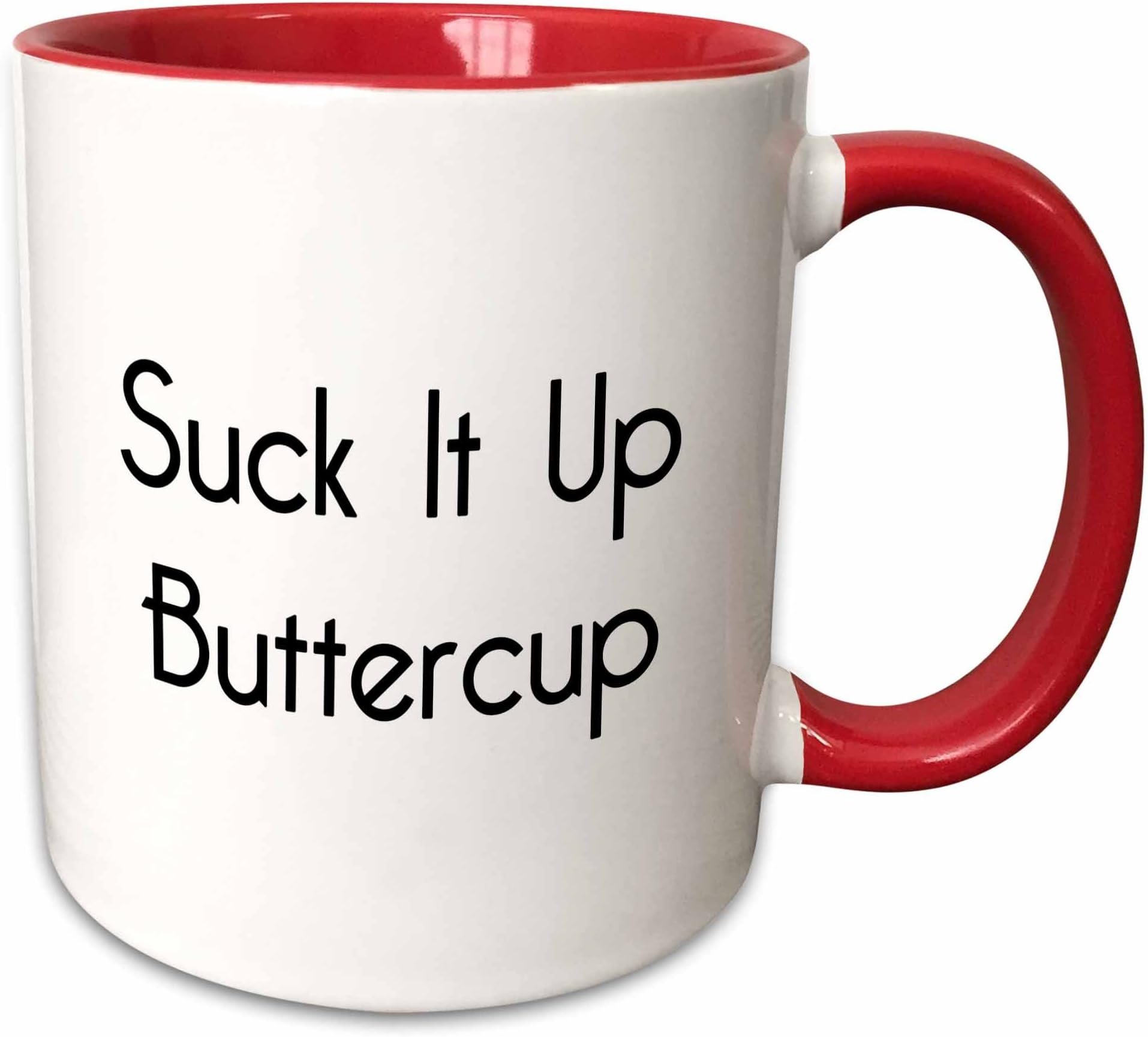 3dRose Suck It Up Buttercup Mug, 11 Oz, Red