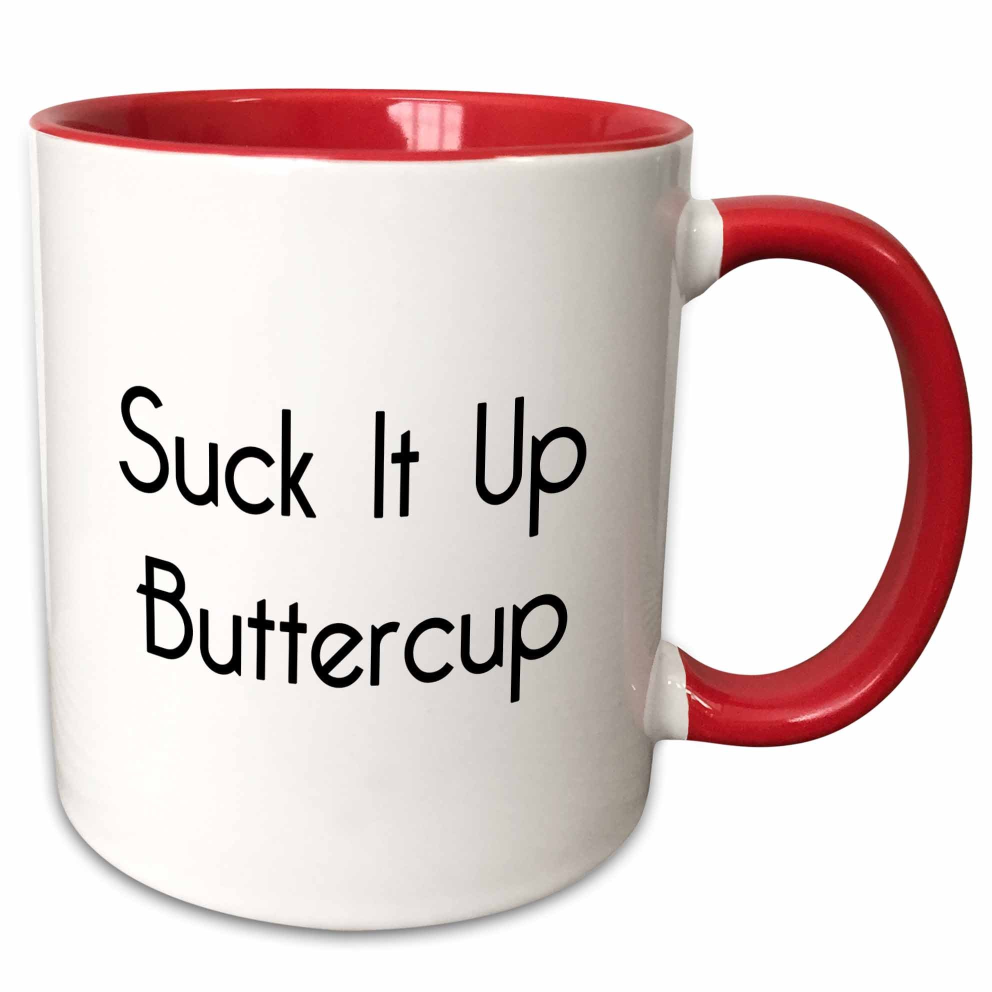 3dRose Suck It Up Buttercup Mug, 11 Oz, Red