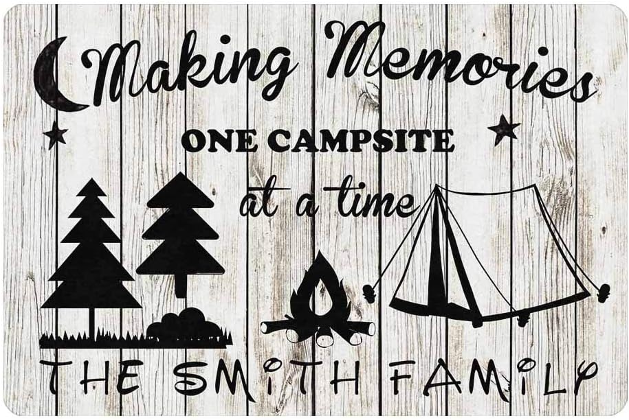 Customize Your Own Personalized Camper Doormat 24" X 16" with Name Text Indoor Outdoor Making Memories One Campsite Welcome Door Mat Area Rug Decor
