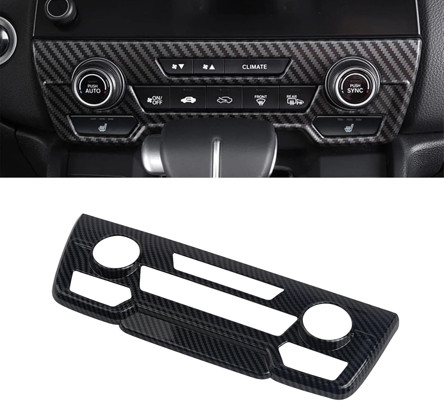 x xotic tech Interior Front Center Console AC Climate Multimedia Control Switch CD Panel Decoration Cover Trim, Carbon Fiber Pattern, Compatible with Honda CRV EX EX-L Touring 2017-2022