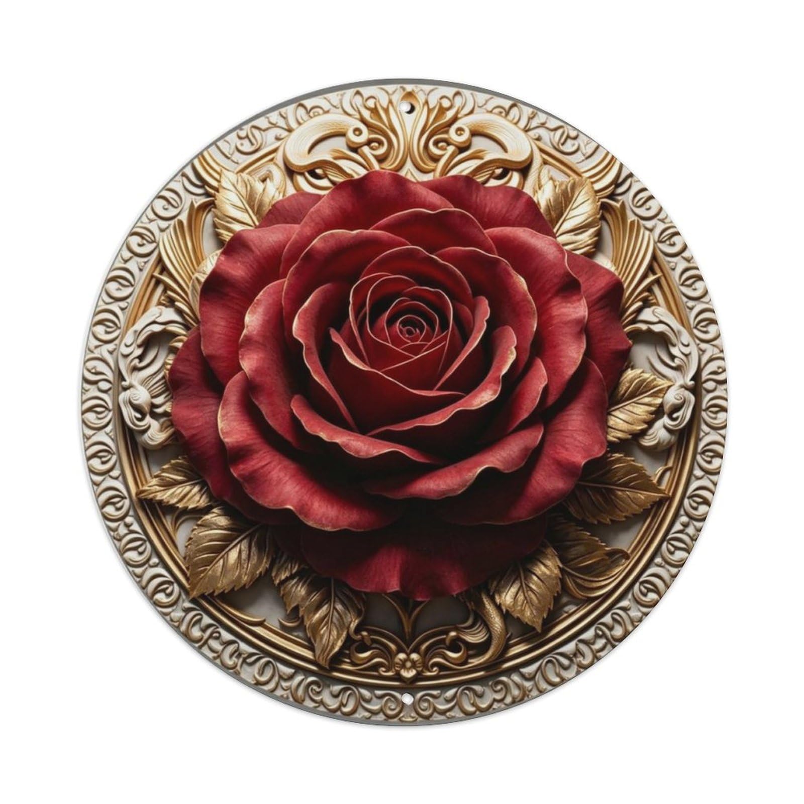 Vintage Fully Bloomed Rose 3D Romantic Floral Metal Tin Sign Plaque