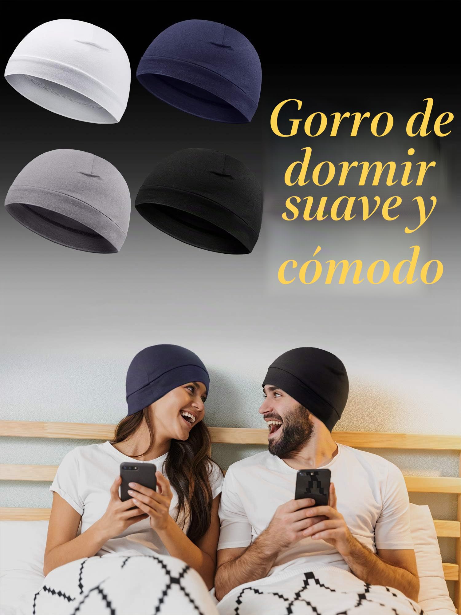 Syhood 4 Gorros de Dormir de Algodón Calavera