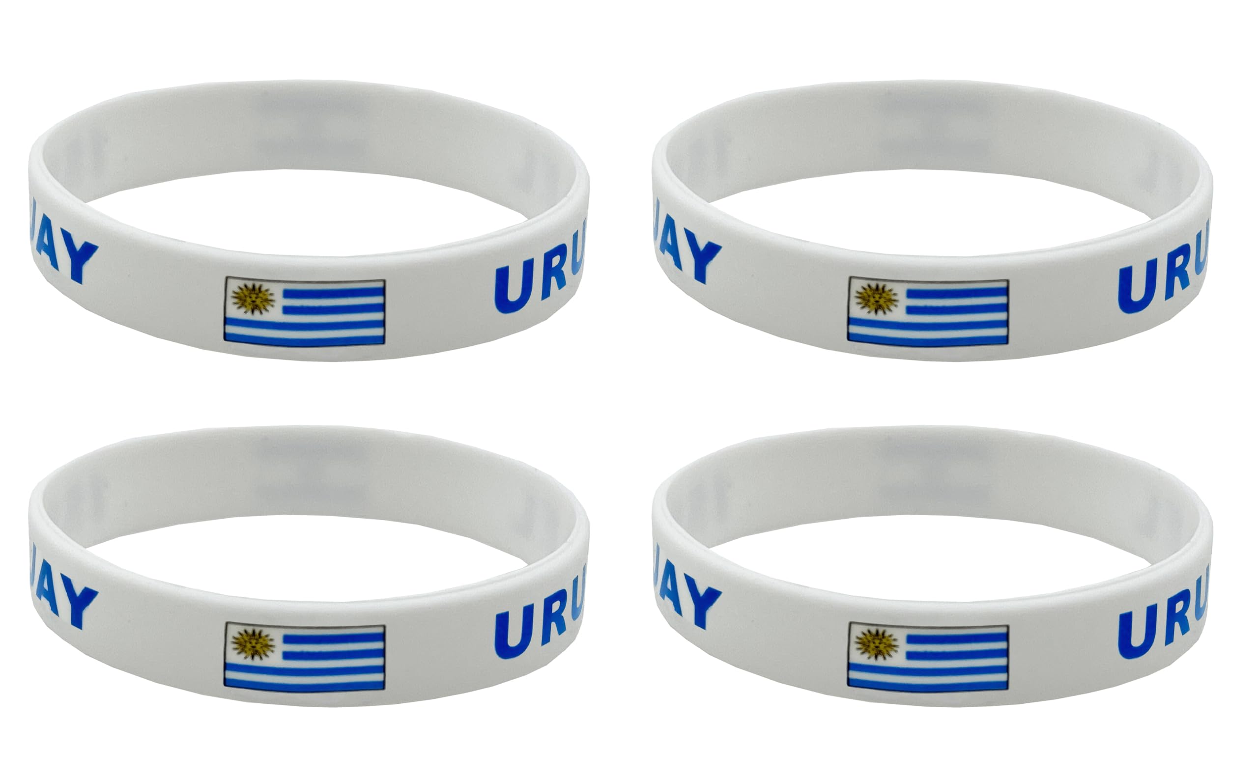LLBFHH 4 Pcs Uruguay Uruguayans Country Flag Rubber Bracelets, National Flag Silicone Bracelet, Rubber Wristbands Patriotic Decorations Gift