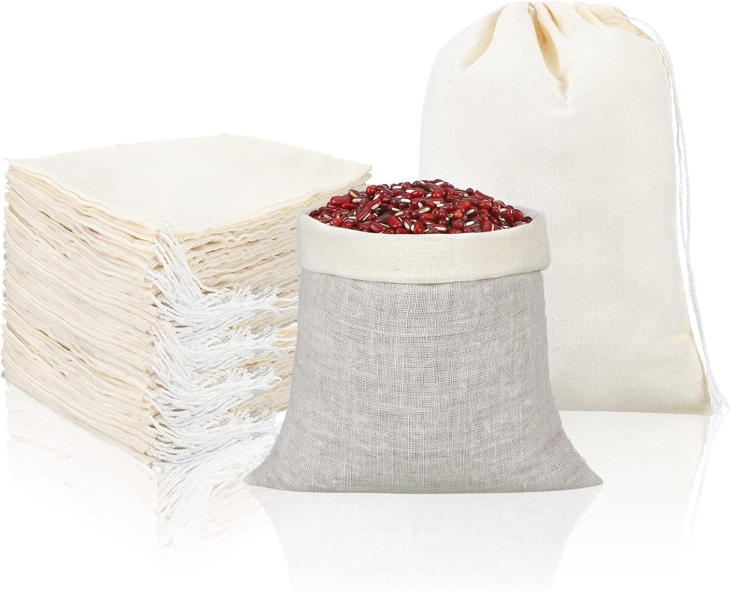 Tatuo 400 Pcs Cotton Muslin Bags with Drawstring Reusable Cloth Sachet Pouch Empty Gift Canvas Bags Bulk for Jewelry Home Party Favors (4 x 6 Inch)