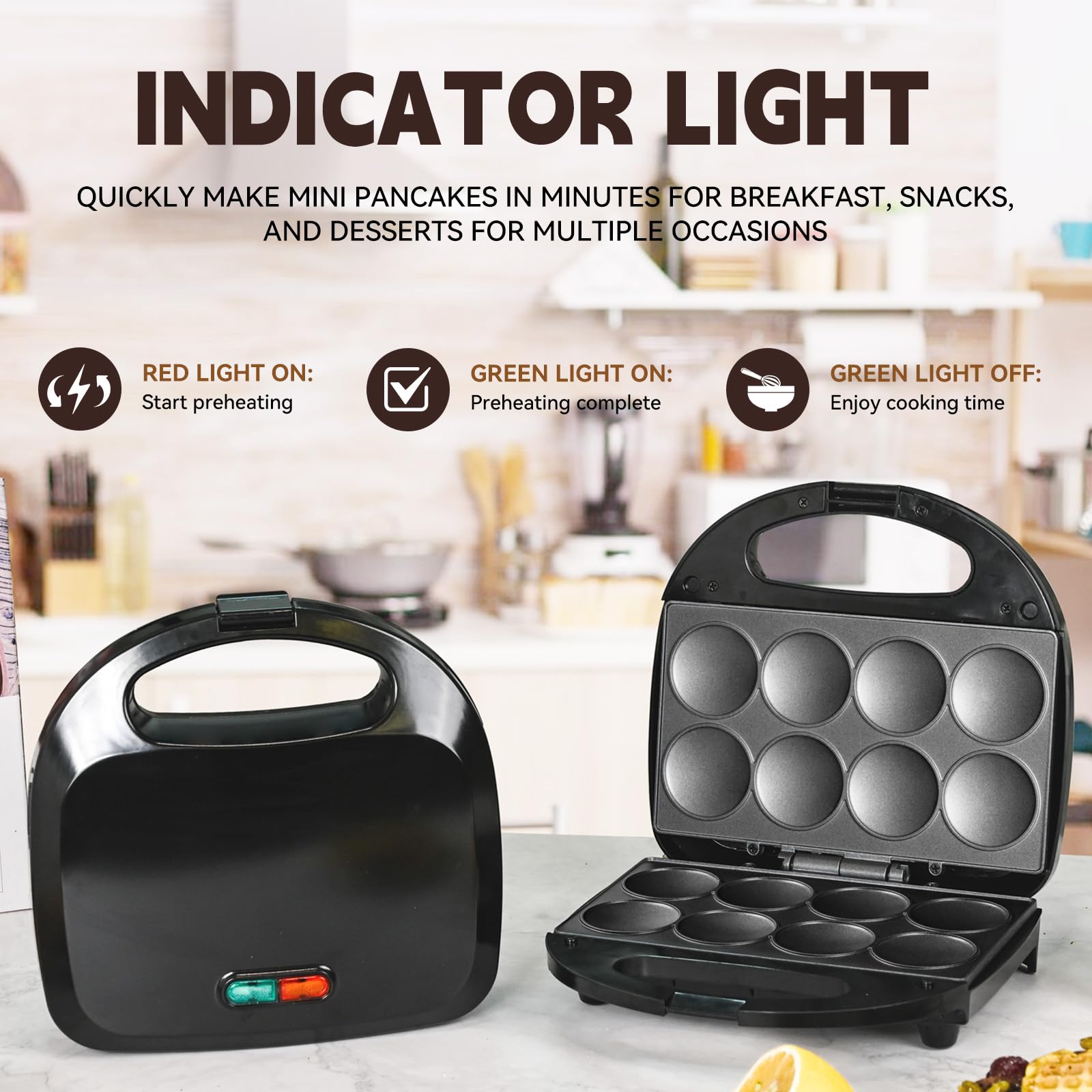 Mini Pancake Maker, Machine Nonstick Small Pancake Maker with Quick Heat-Up Make 8 pcs Pancakes, Pancake Maker for Kids, Just Add Batter, Suitable for Breakfast, Snacks, Desserts (Mini Pancakes Maker)