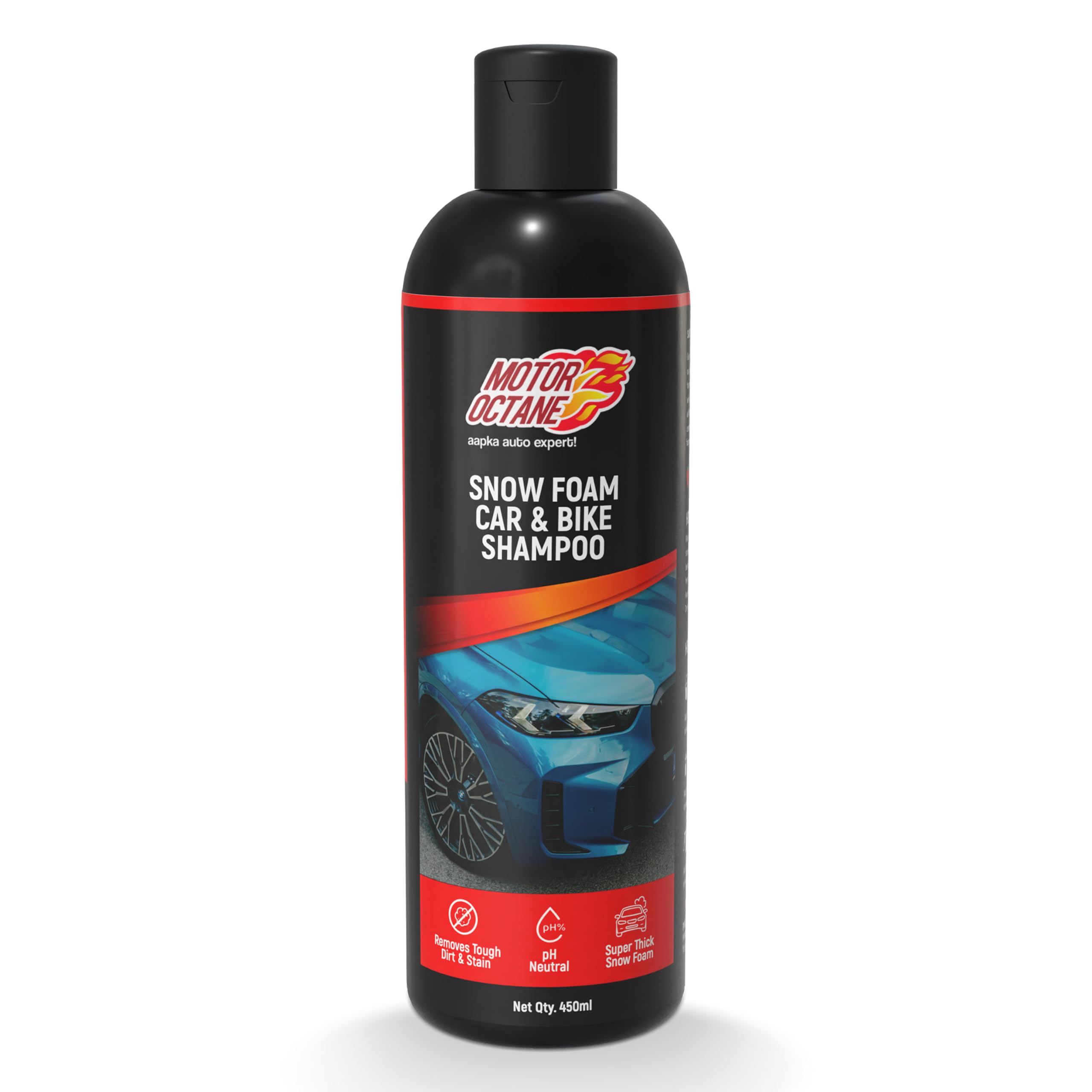 Car & Bike Shampoo Wash 450ml | pH Neutral | Thick Snow Foam for Deep Cleaning | Safe On Paint, PPF & Ceramic Coats | Strawberry Fragrance