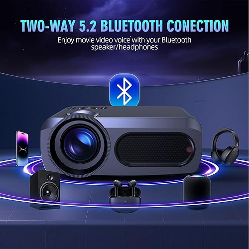 Miniatura 8 de Proyector con WiFi y Bluetooth, Native 4k, proyector portátil compatible con 8K, proyector Bluetooth de 20000 lúmenes para cine en casa, proyector
