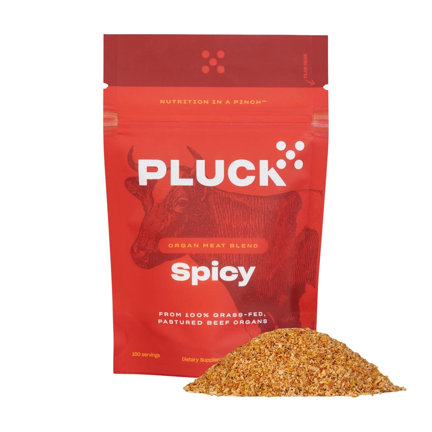 Pluck Southwest AKA Spicy Mild Organ Meat Blend Seasoning | From Grass-Fed & Grass-Finished Pastured Beef Organs with Redmond Real Sea Salt | As Seen on ABC’s Shark Tank | 100 Servings