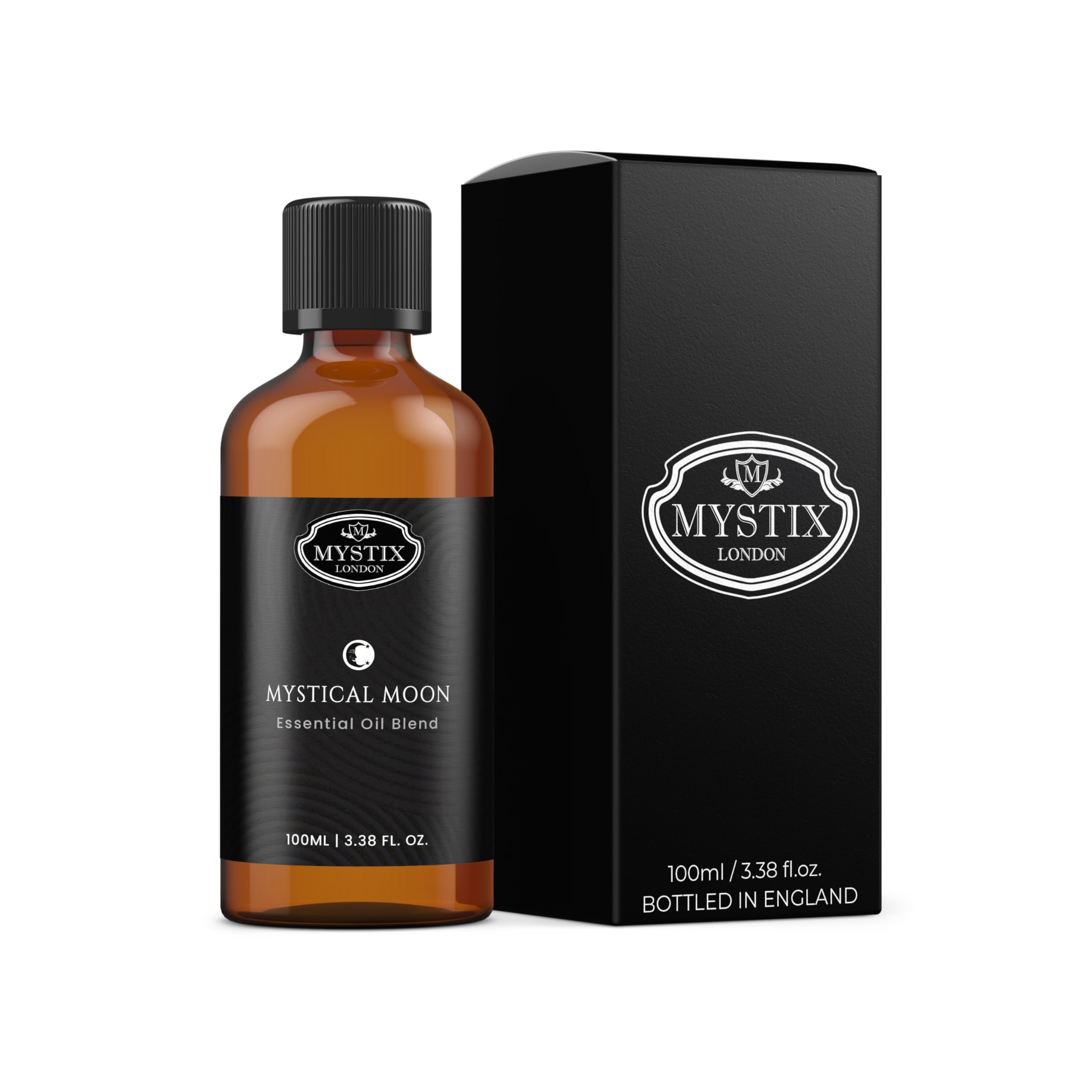 Mystix London | Mystical Moon Spiritual Essential Oil Blend 100ml | Calming & Uplifting Aroma | Bergamot (Citrus Bergamia), Lavender & Cypress Oils