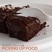 Vista 5 de Sporks desechables (paquete de 50) tenedores de plástico blanco, sin BPA, seguros para niños, utensilios 2 en 1, cuchara de tenedor de peso pesado