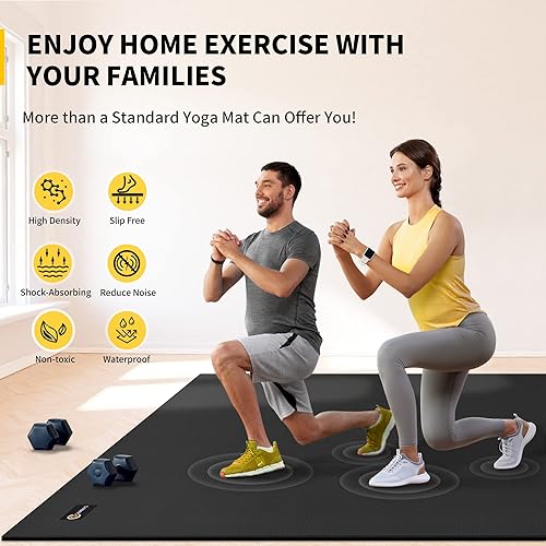 Miniatura 6 de CAMBIVO Esterillas de ejercicio grandes para entrenamiento en casa, alfombrillas de entrenamiento extra gruesas para gimnasio en casa, alfombrillas