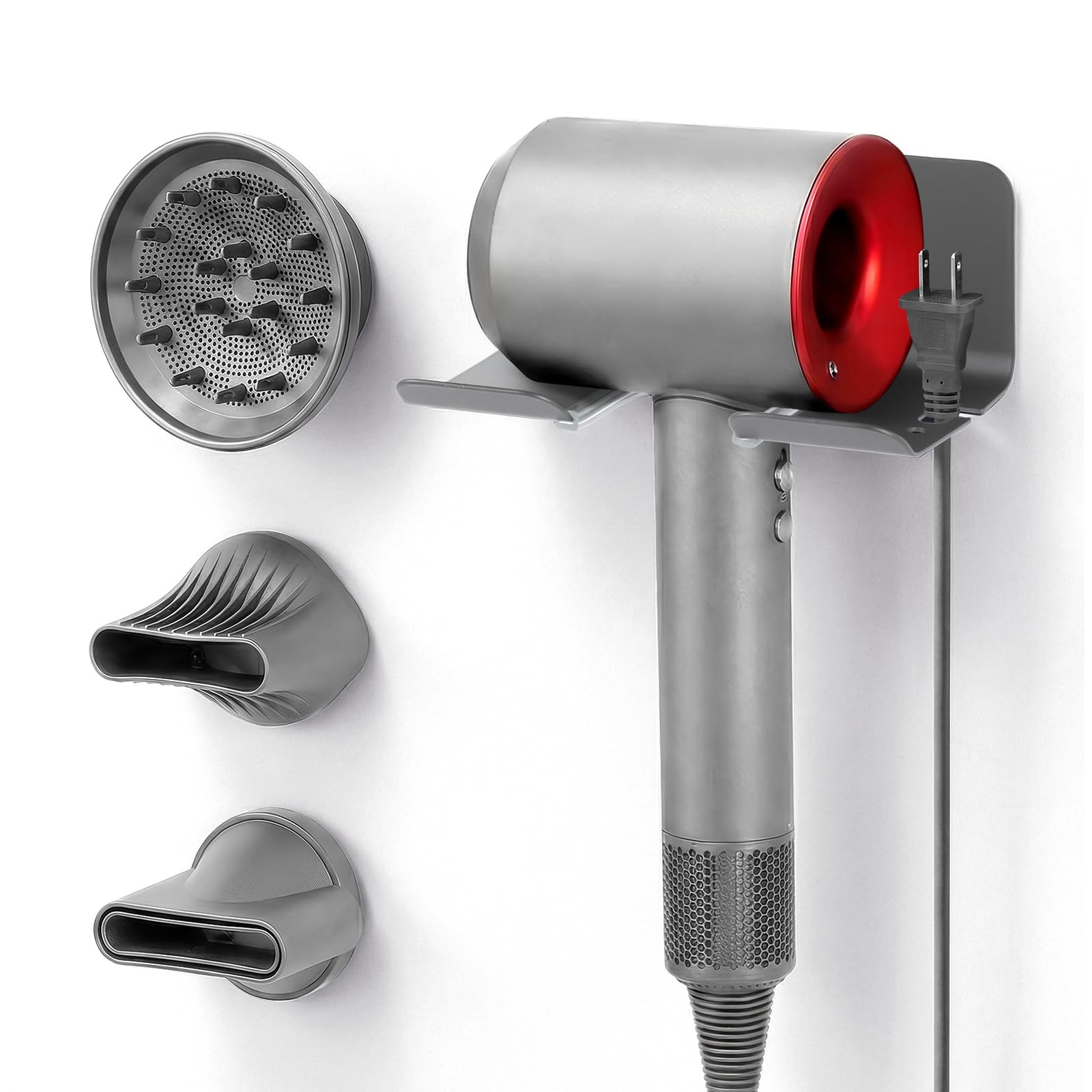 Supporto per asciugacapelli compatibile con Dyson, supporto per asciugacapelli senza foratura, compatibile con Dyson, supporto da parete compatibile con lega di alluminio Supersonic, gestione dei