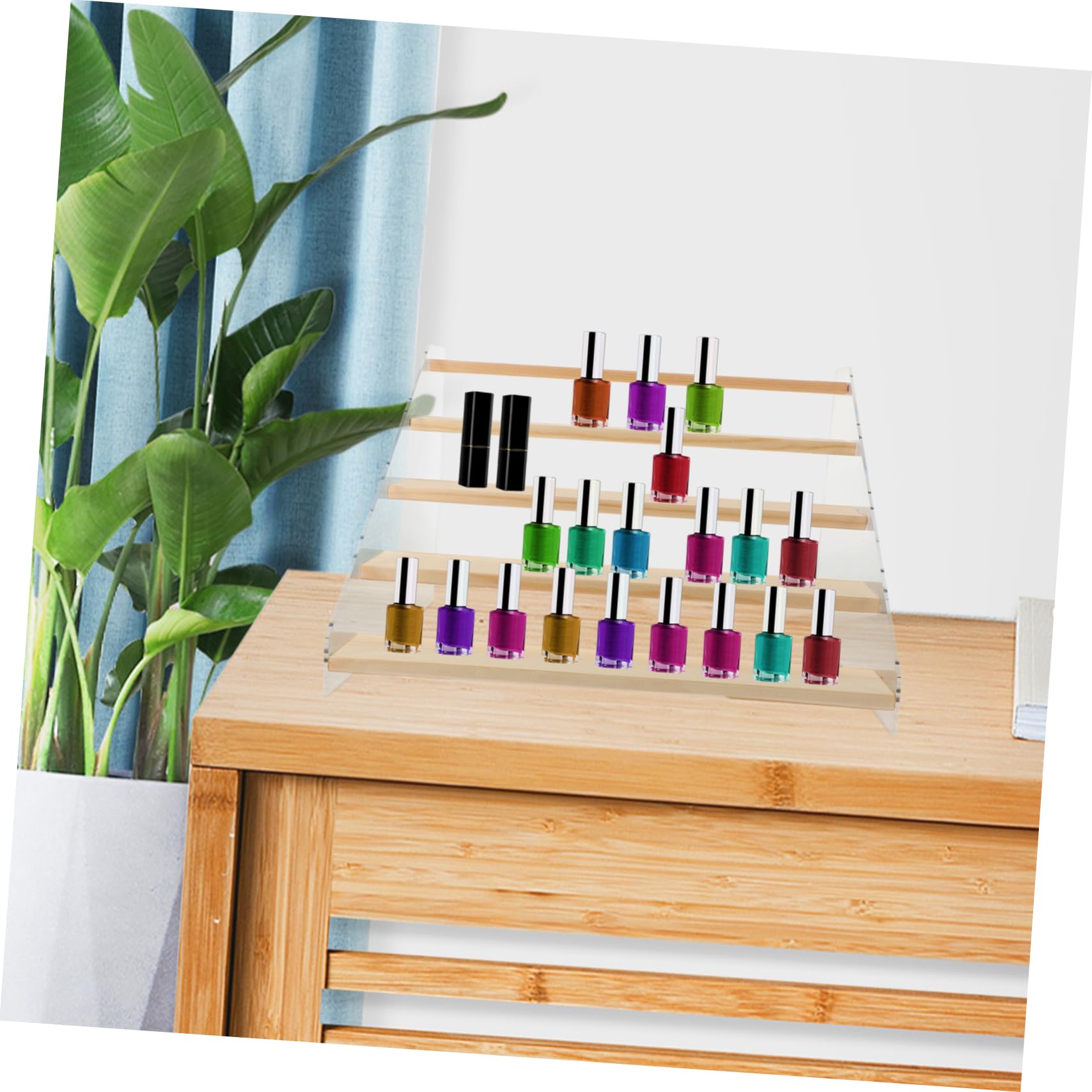 Cabilock Estante de Exhibición de Madera Soporte Elevador para Figuras, Perfumes y Uñas, Soporte Organizador de Colección para Uso Hogar