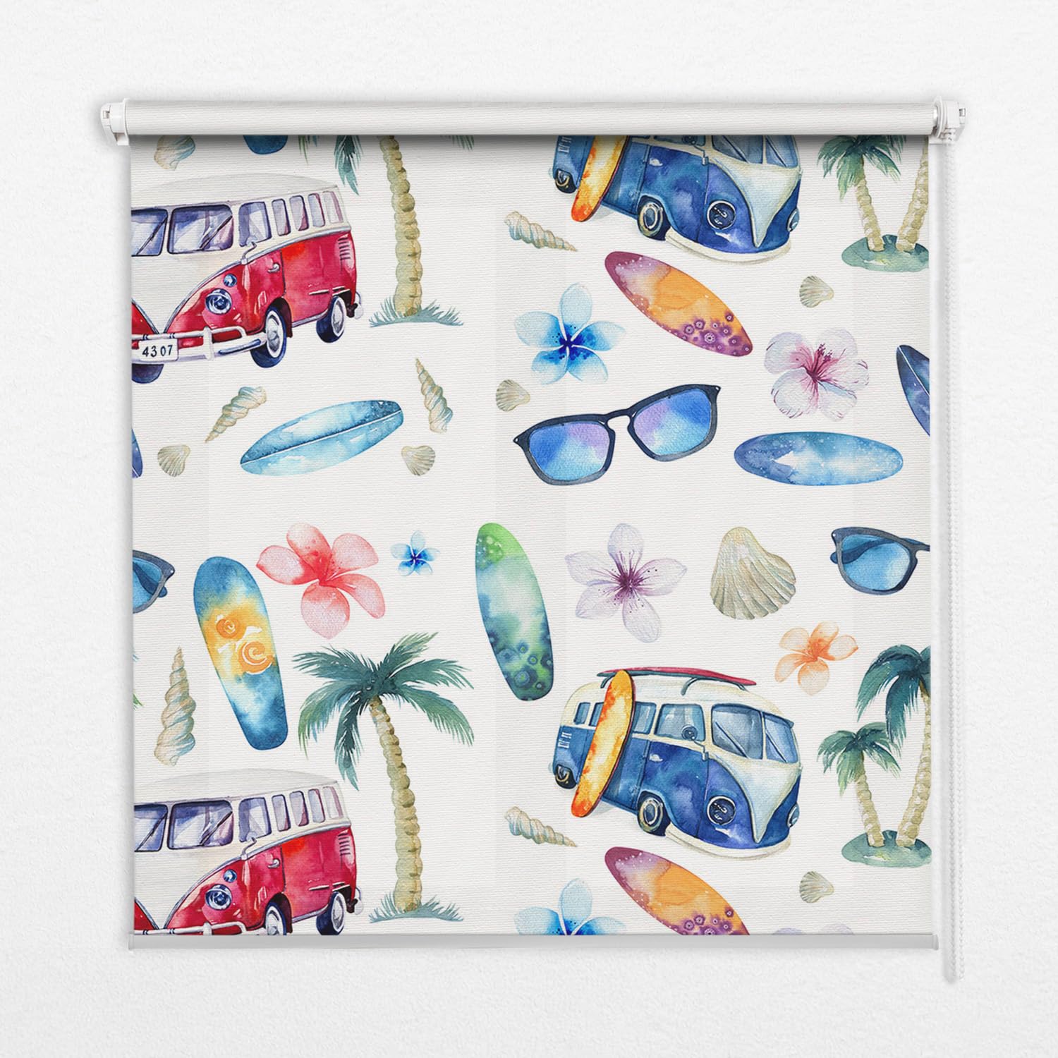 Store enrouleur occultant pour chambre enfant motif Hawaï