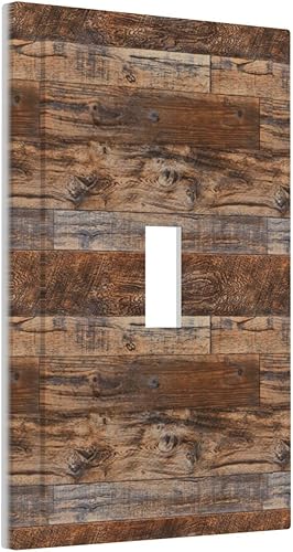 Miniatura 2 de Placa decorativa de madera rústica marrón para interruptor de luz de 1 banda cubierta de placa de pared de una sola palanca placa frontal eléctrica