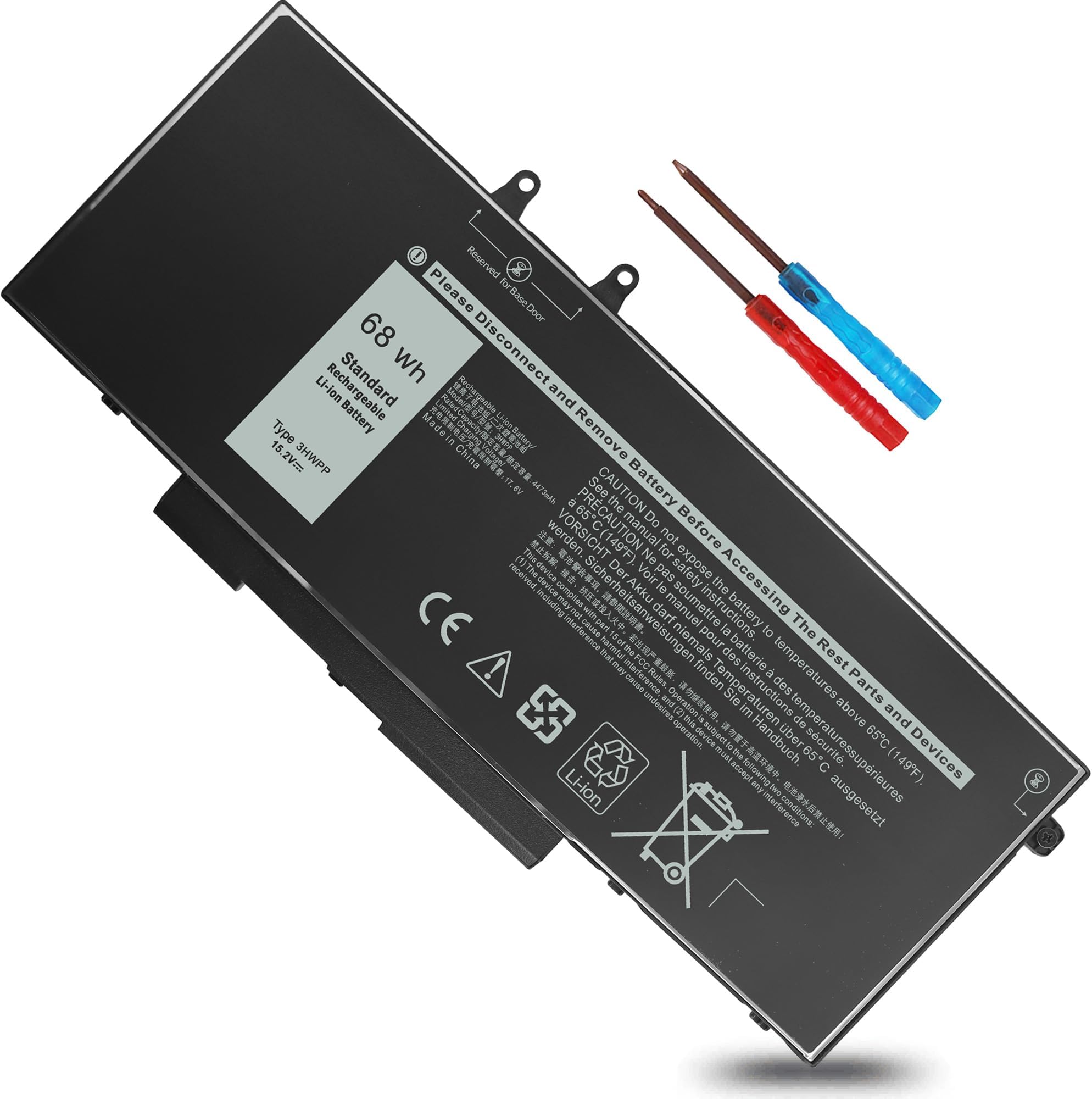 68WH 3HWPP Battery for Dell Latitude 5401 5410 5411 5501 5510 5511 Precision 3541 3550 3551 Inspiron 17 7500 7506 2-in-1 Black Edition Series 03HWPP P80F002 N2NLL 1VY7F 3YNXM 451-BCMN,15.2V 4 Cells
