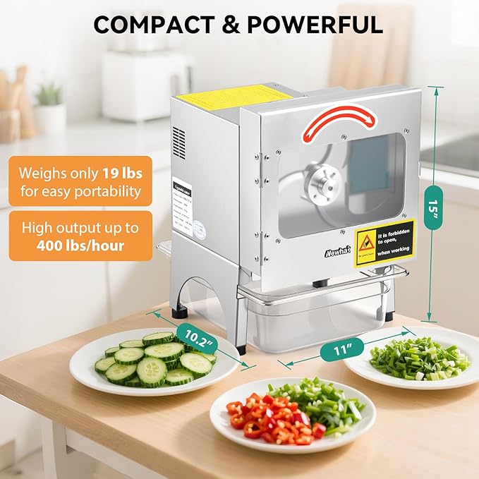 Cortadora de Verduras Comercial Newhai 200W 400lb/h Acero Inoxidable miniatura 2