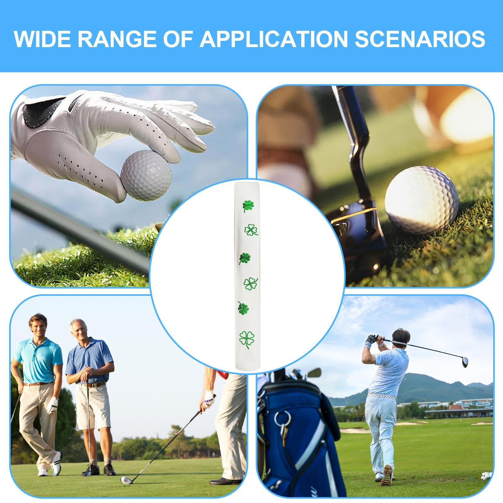 Stick Cover - Golf Gold Guard, PU Leather Mangeave | Design a quadrifoglio fortunato per aste di allineamento, protezione per asse da golf durevole, supporto per attrezzature sportive all'aria aperta