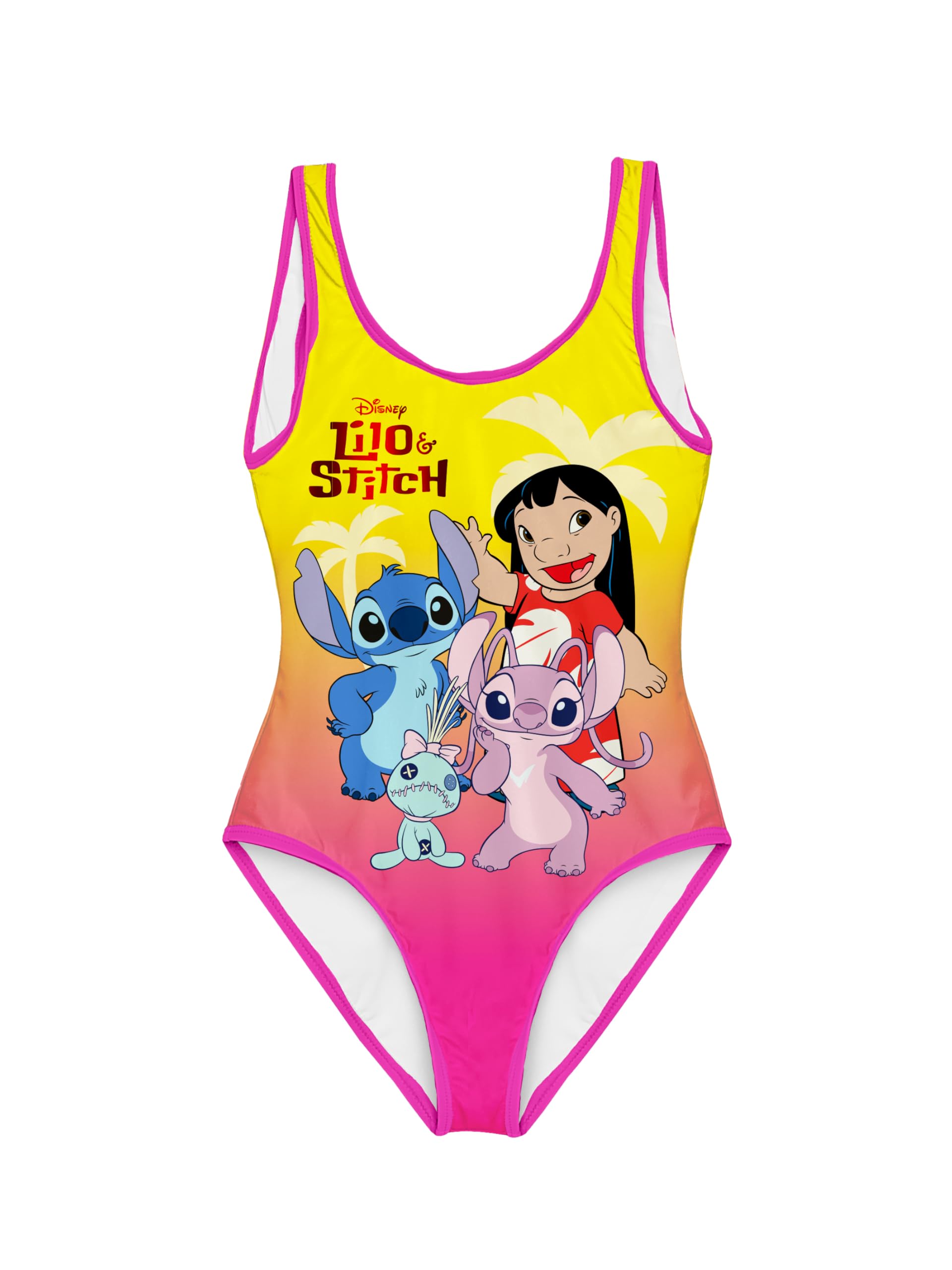 Disney Stitch et Angel Maillot de Bain Une Pièce pour Fille, Conception Lilo Stitch Angel e Scrump Maillot de Bain Natation pour Enfant, Taille 8 Ans | Orange