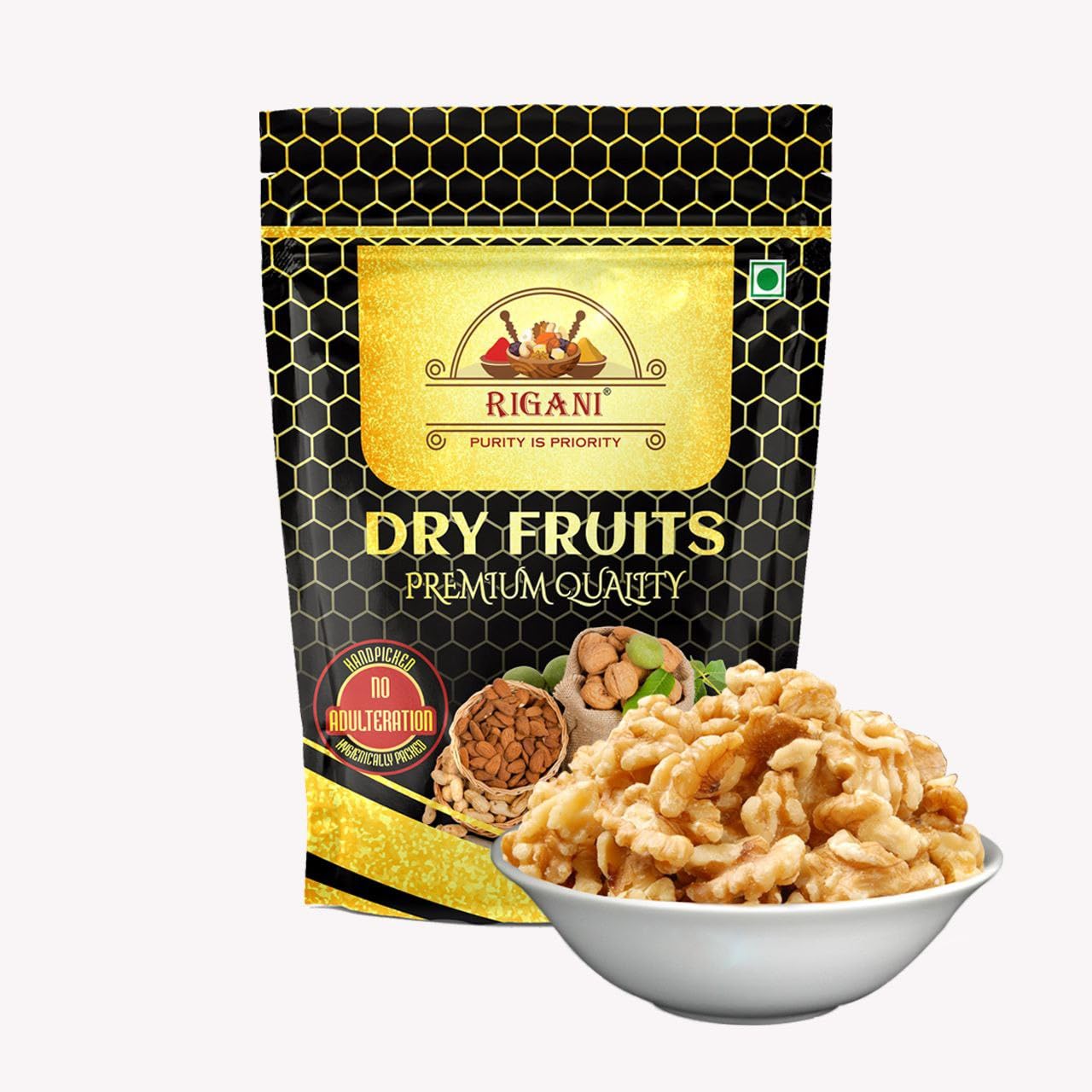 Rigani Premium Californian Natural Walnut Kernels (Akhrot)| Without Shell |Natural Akhrot Giri|Rich in Omega-3, Iron & Dietary Fibers| Perfect Snacking food for Brain & Heart Health|