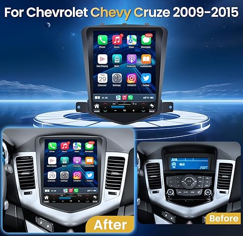 Miniatura 9 de Radio estéreo de coche para Chevrolet Chevy Cruze 2009-2016  ( + ) Estilo T 10.4 pulgadas pantalla táctil con CarPlay Android Auto, FMAMRDS 5GWiFi