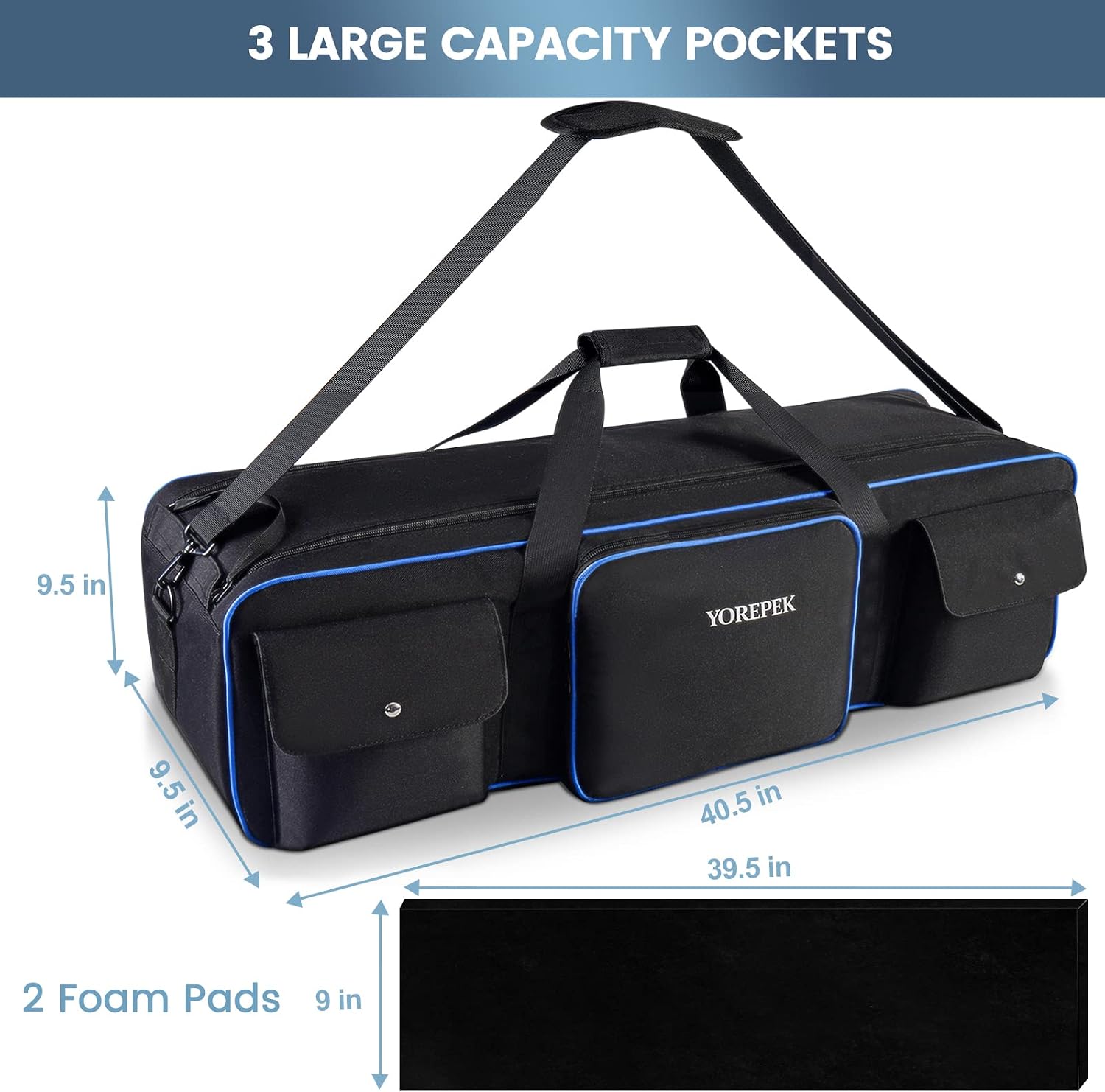 YOREPEK Tripod Carrying Case Bag 40.5", Durable Light Stand Bag with 2 Protective Pads, Photo Studio Equipment Case for Tripods Manfrotto, Monopods, Speaker Stands, Umbrellas, Accessories, Travel