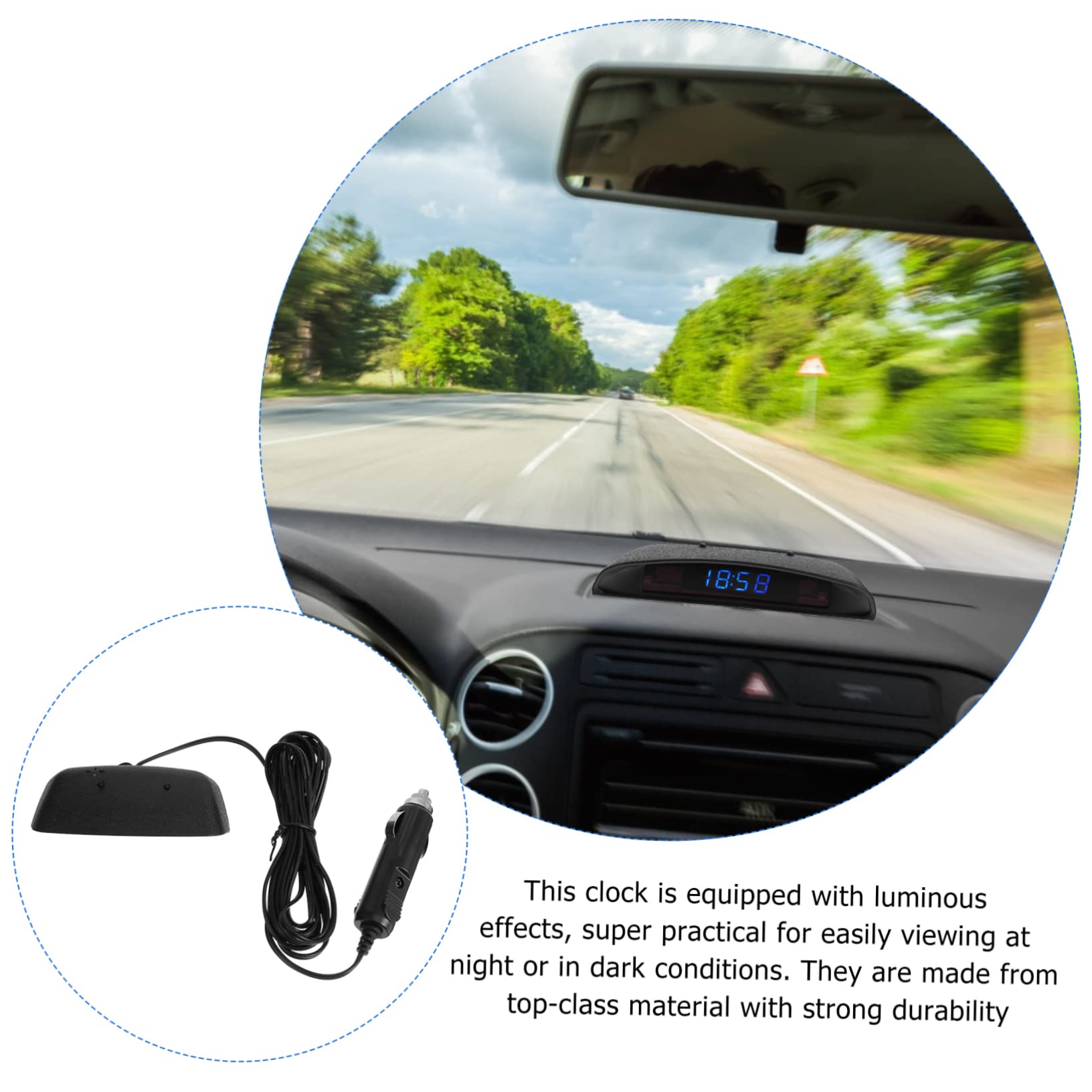 PartyKindom 2piezas Reloj Electrónico De Coche Termómetro y Voltímetro Pantalla Led Brillante Función De Corrección De Temperatura Accesorio Práctico Para Salpicadero Automotriz