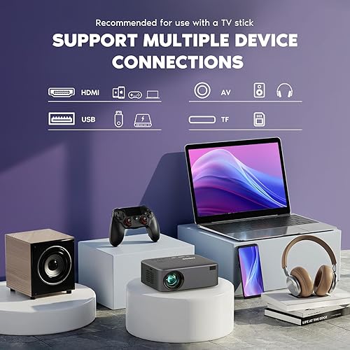Miniatura 6 de 【Enfoque eléctrico】Proyector NISOO Native 1080P, proyector compatible con 4K con WiFi y Bluetooth, función de zoom, película al aire libre para