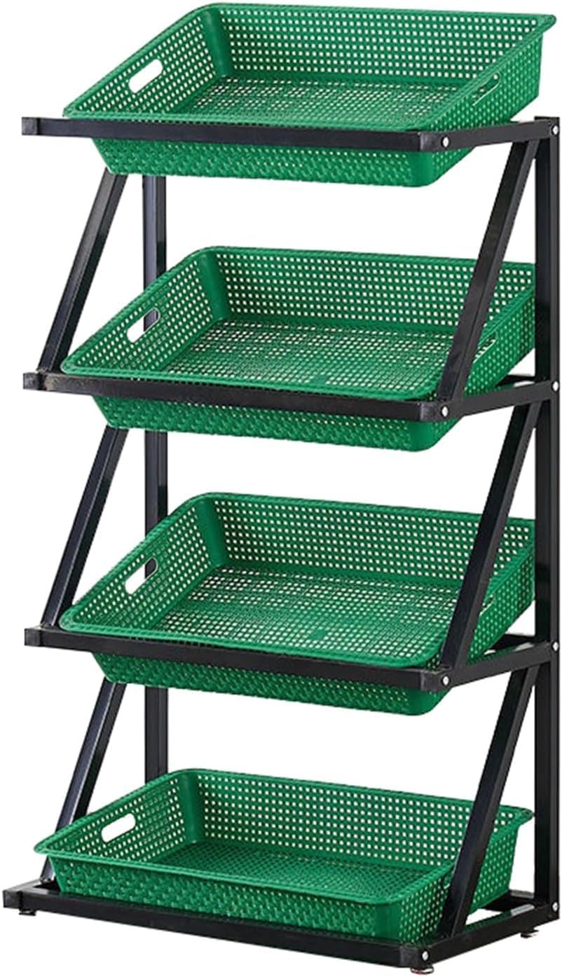 Espositore per Negozi, Grande scaffale per Mercato, Cestino della Spesa, scaffale per Alimenti e Patatine Fritte per minimarket e cucine (Verde, 65x35x110 cm / 25,6x13,8x43,3 Pollici)