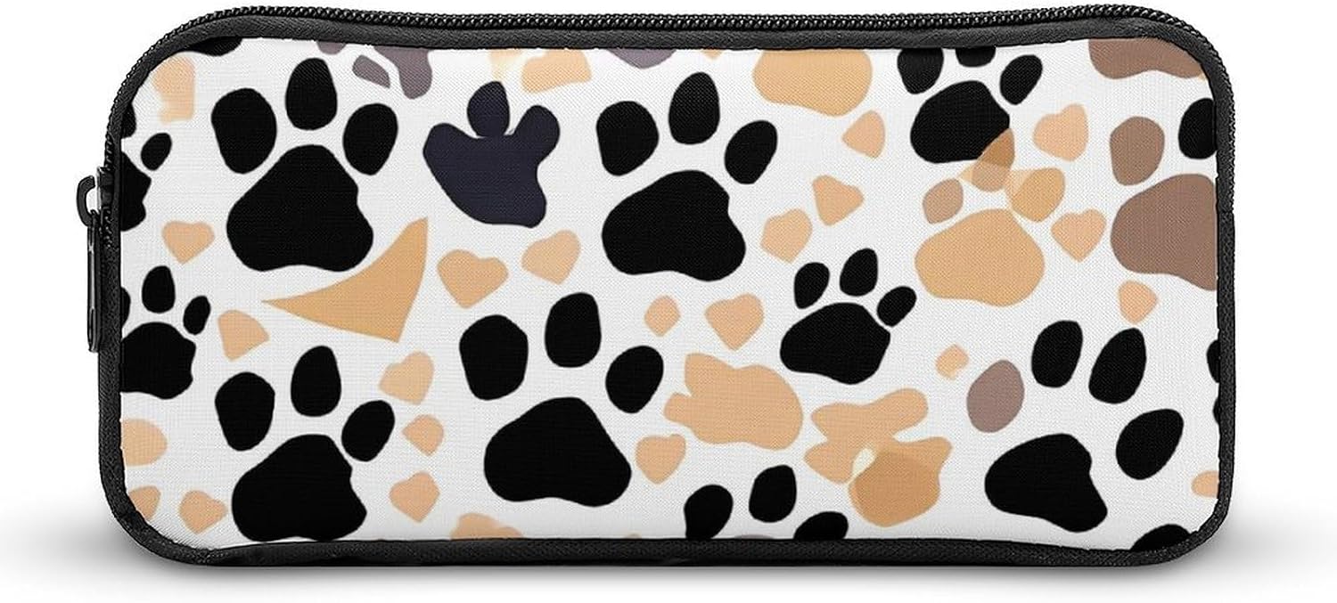 Cute Dog Paw Prints Large Pencil Case, Pencil Pouch with Zipper