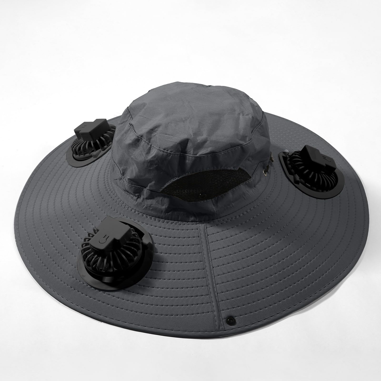 Sombrero con ventiladores de energía solar con ventilador solar de 1/2/3/4 para hombres y mujeres, sombreros de pesca y playa con ventilador integrado, gorra de ala ancha para deportes de verano al