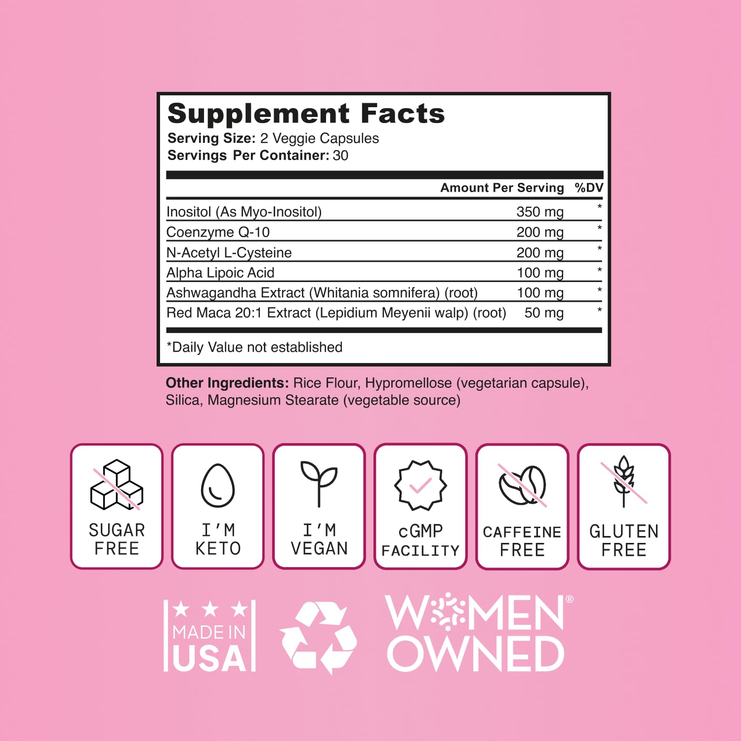 SELF NUTRITION Fertility Support for Women | Conception for Her, Coenzyme Q10, Ashwagandha, Myo-Inositol & More| Support Cycle Regularity & Ovulation| Vegan, Non-GMO, USA Made-60 Capsules — Amazon image 5