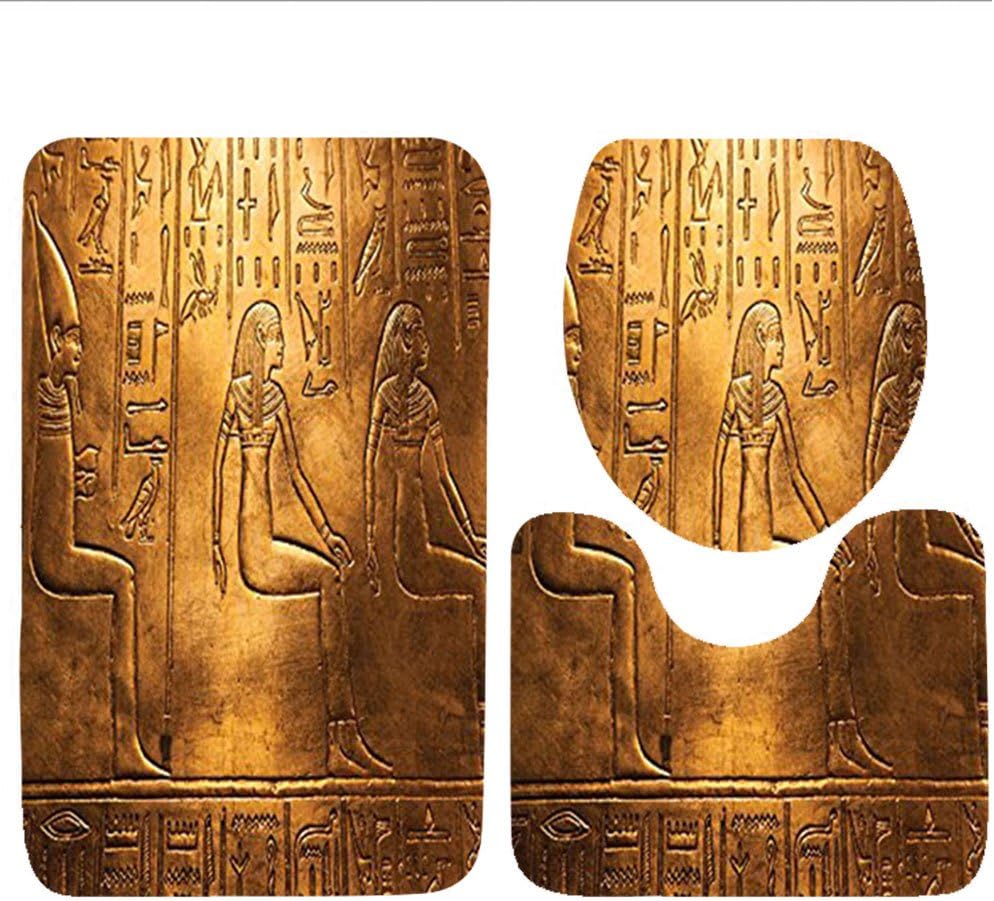 Three-Piece Toilet seat pad customEgyptian Collection Egyptian Ancient Art Papyrus Depicting The Horus Eye Design Print Gainsboro Peru Navy Orange