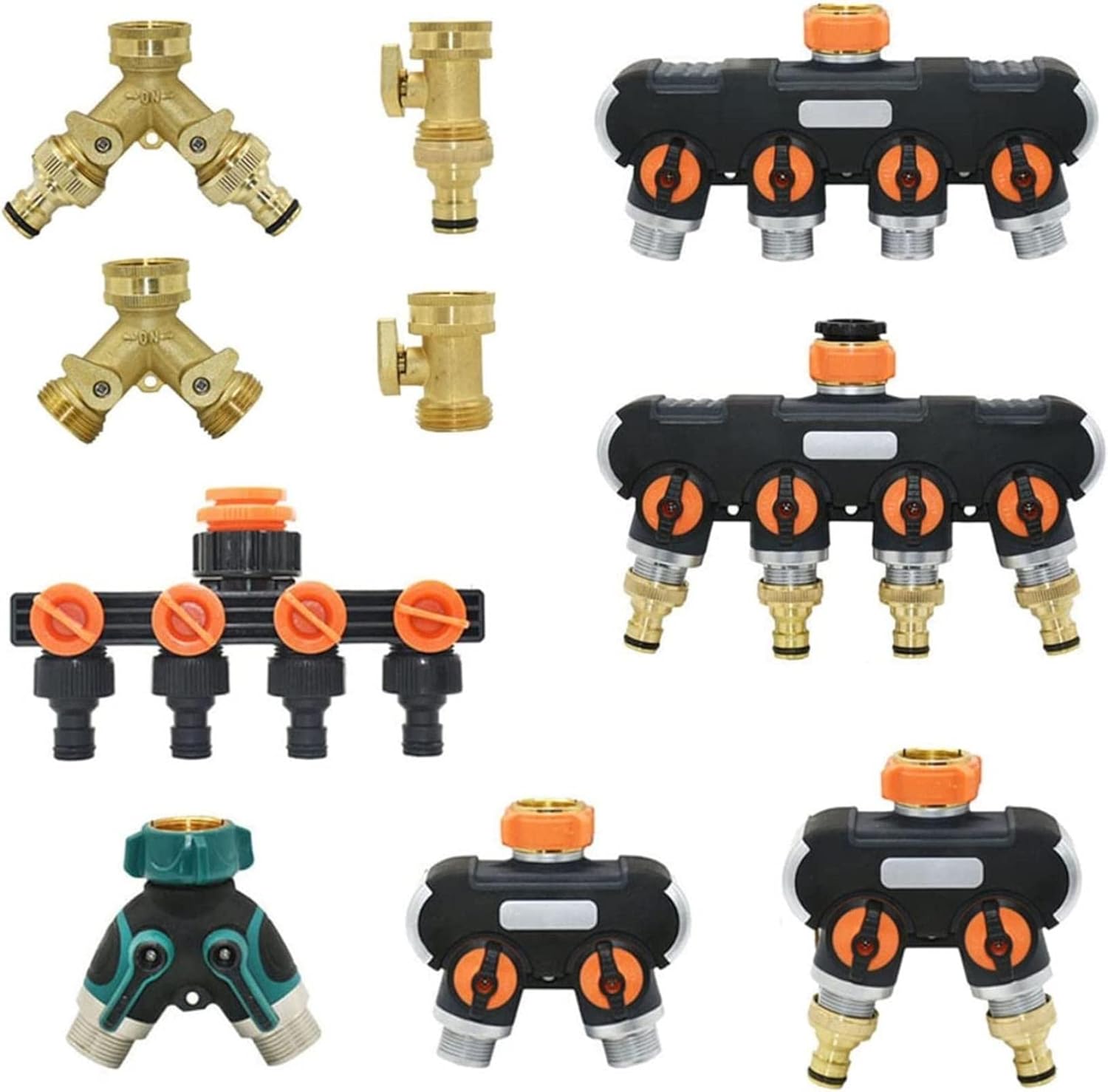 Garden Hose Splitter 1/2 3/4 Inch 4-Way Garden Tap Coupler Y-Type Watering Connector Distributor for Outdoor Tap and Faucet 1Pcs