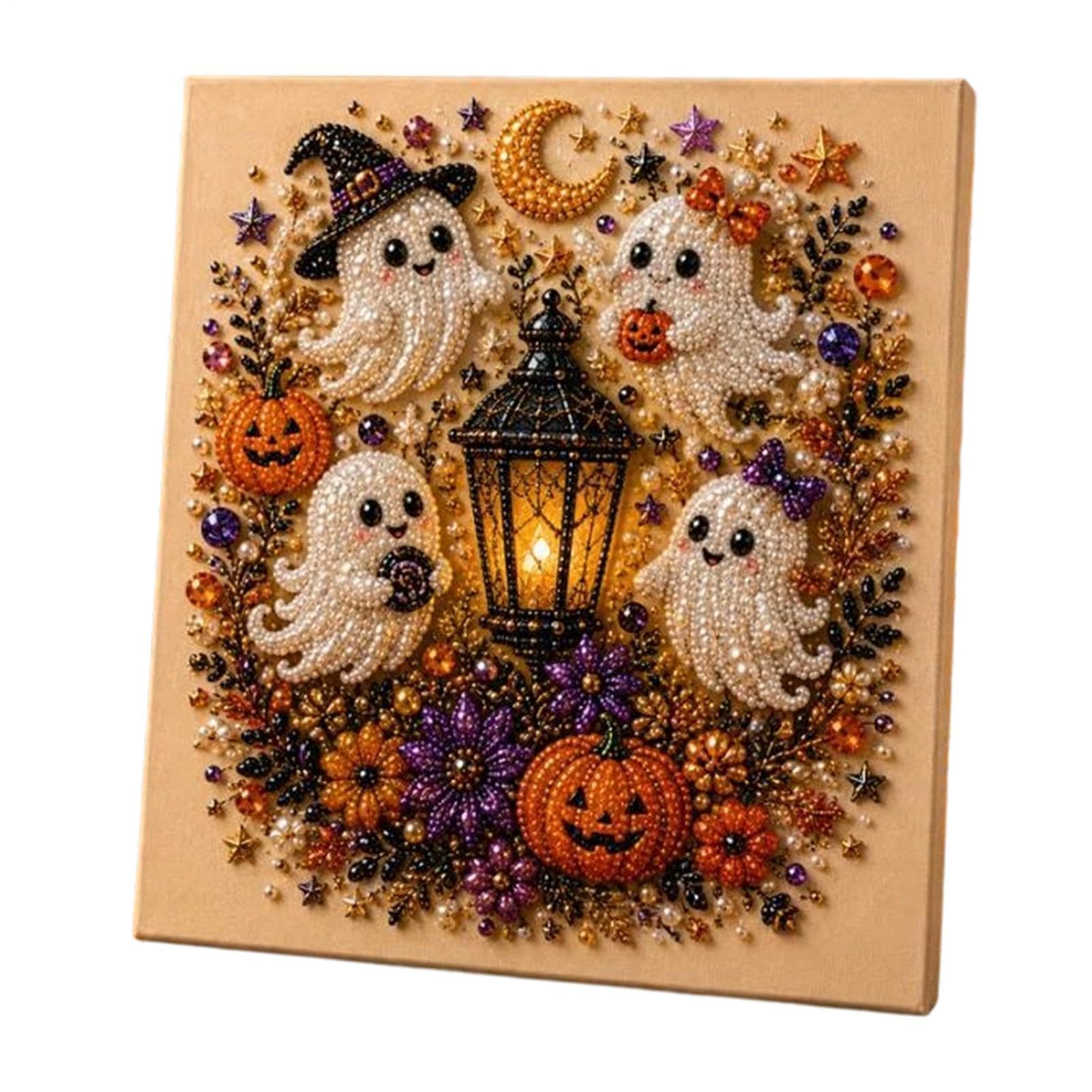 Halloween Ghost Pearl Art DIY Kit I Spooky Ghost Festive Halloween Wall Art, Style C, Refer to description - Image 5