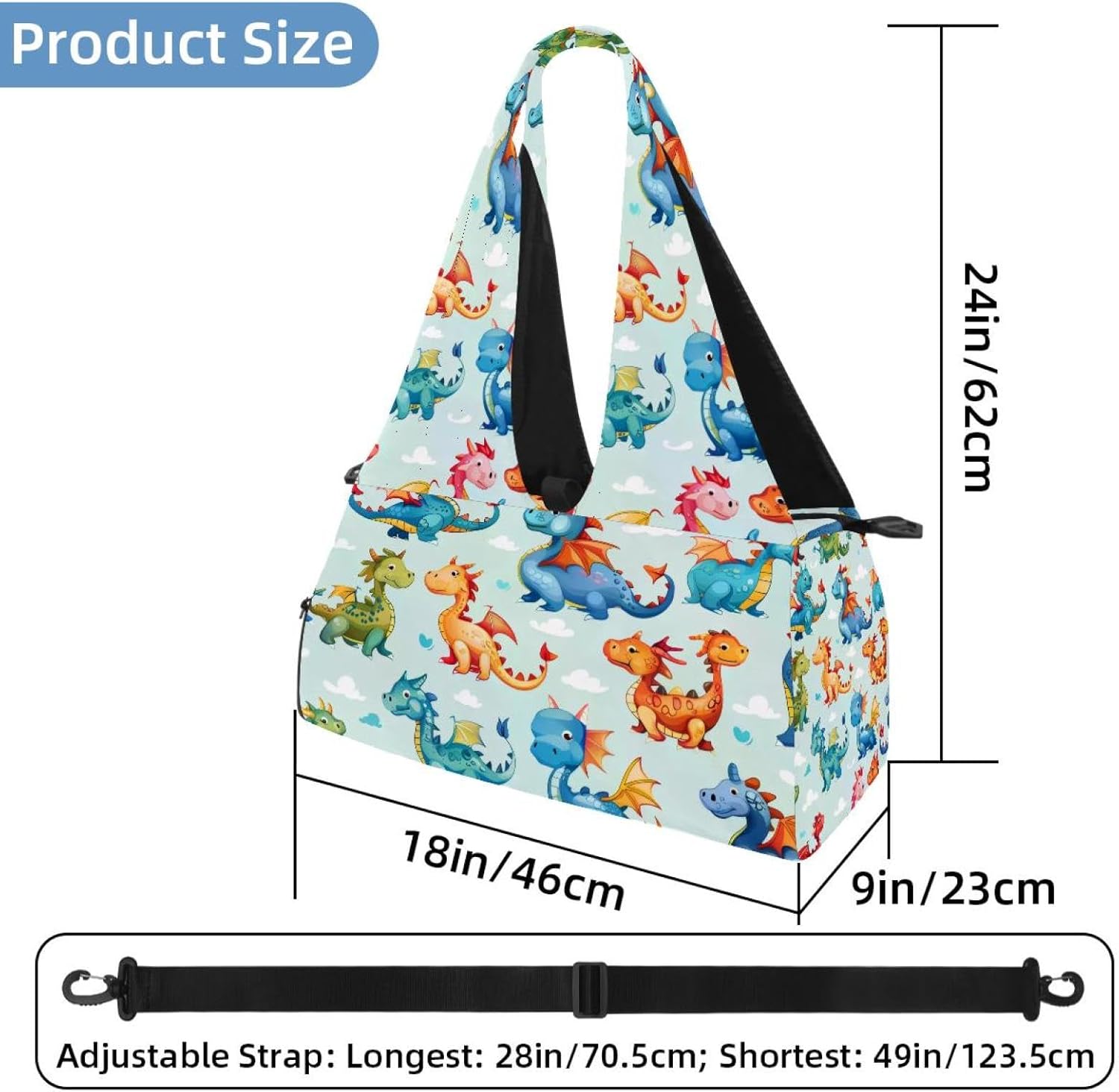 Gym Bag for Women, Dragon Yoga Mat Bag with Shoe Compartment, Sport Yoga Gym Bag with Yoga Strap, Carryall Yoga Tote Bag