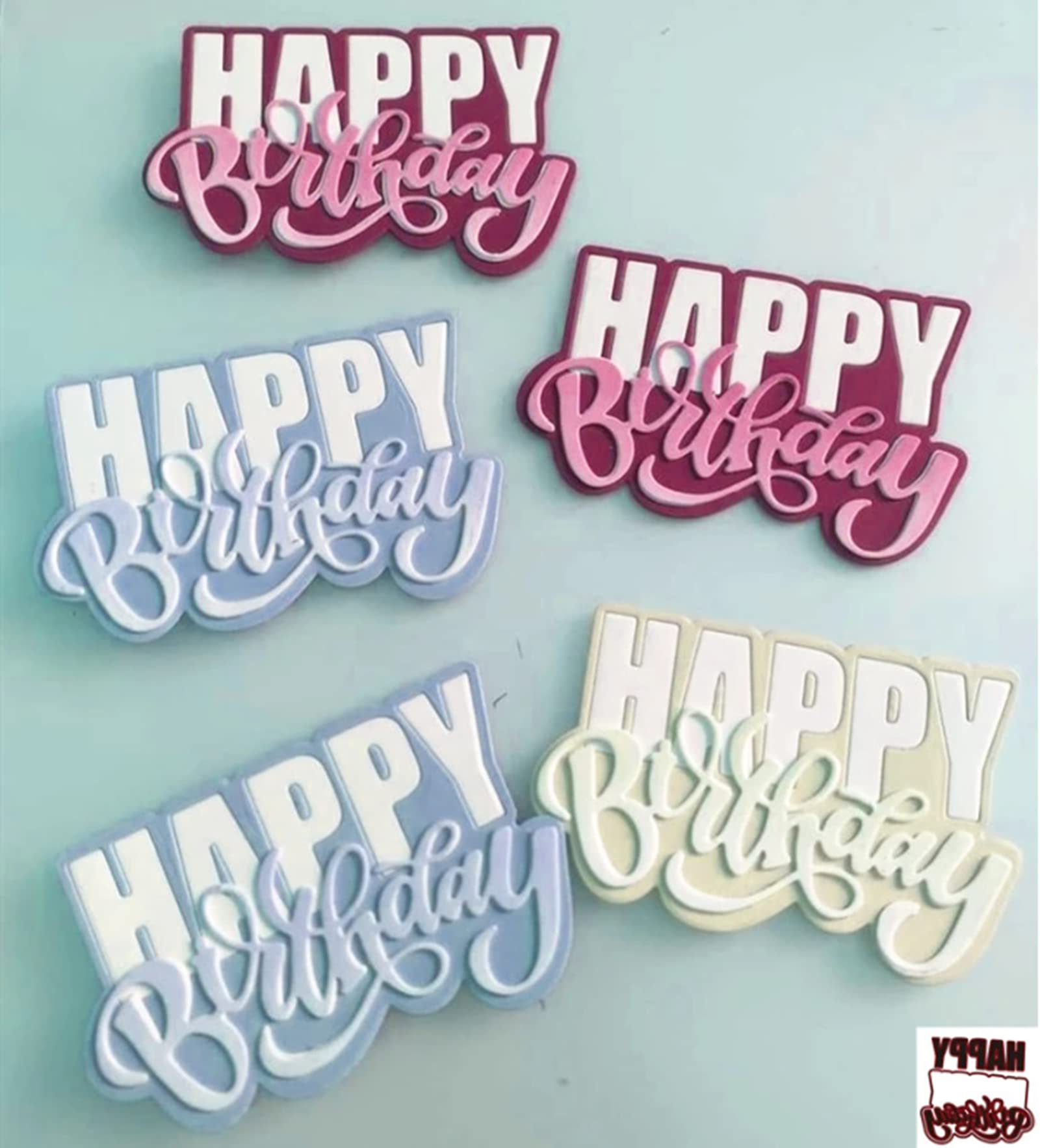 'Happy Birthday' metalowe wykrojniki, słowa "HappyBirthday", szablony ramkowe, DIY, rękodzieło, wykrojniki, do samodzielnego tłoczenia, tworzenia kart, zdjęć, dekoracyjne matryce papierowe