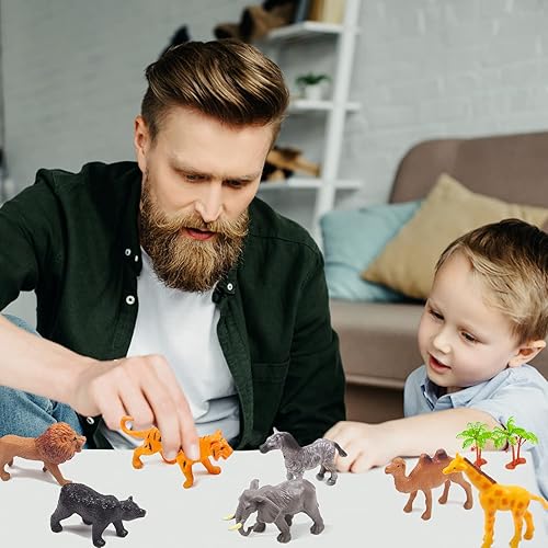 Miniatura 9 de UNIQUE KIDS Juego de 15 figuras de animales de granja en tubo  Pequeños animales realistas para cubo sensorial, recuerdo de fiesta de cumpleaños,