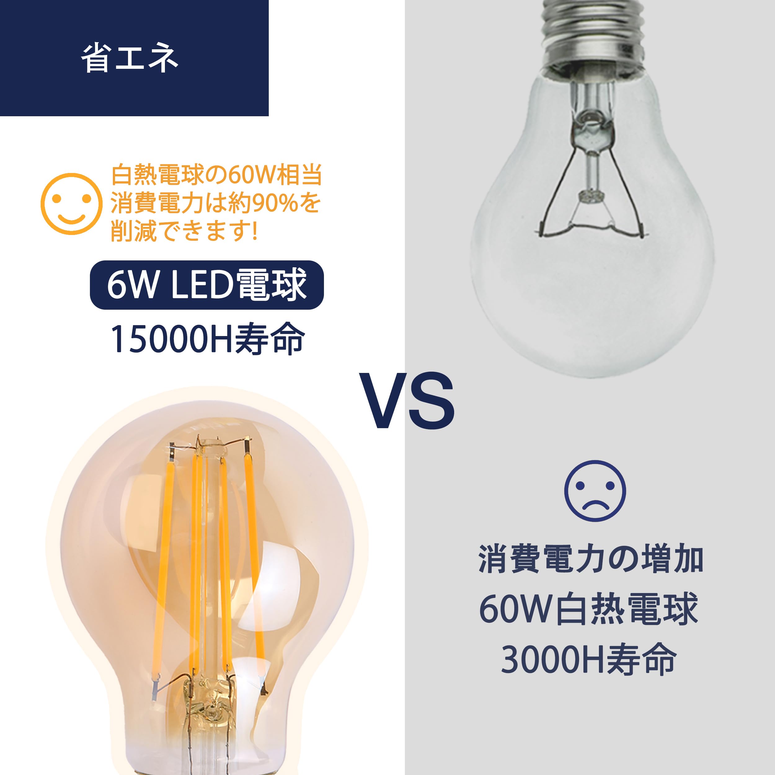 Amazon | FLSNT LED電球 エジソン電球 フィラメント電球 E26口金 60W形  