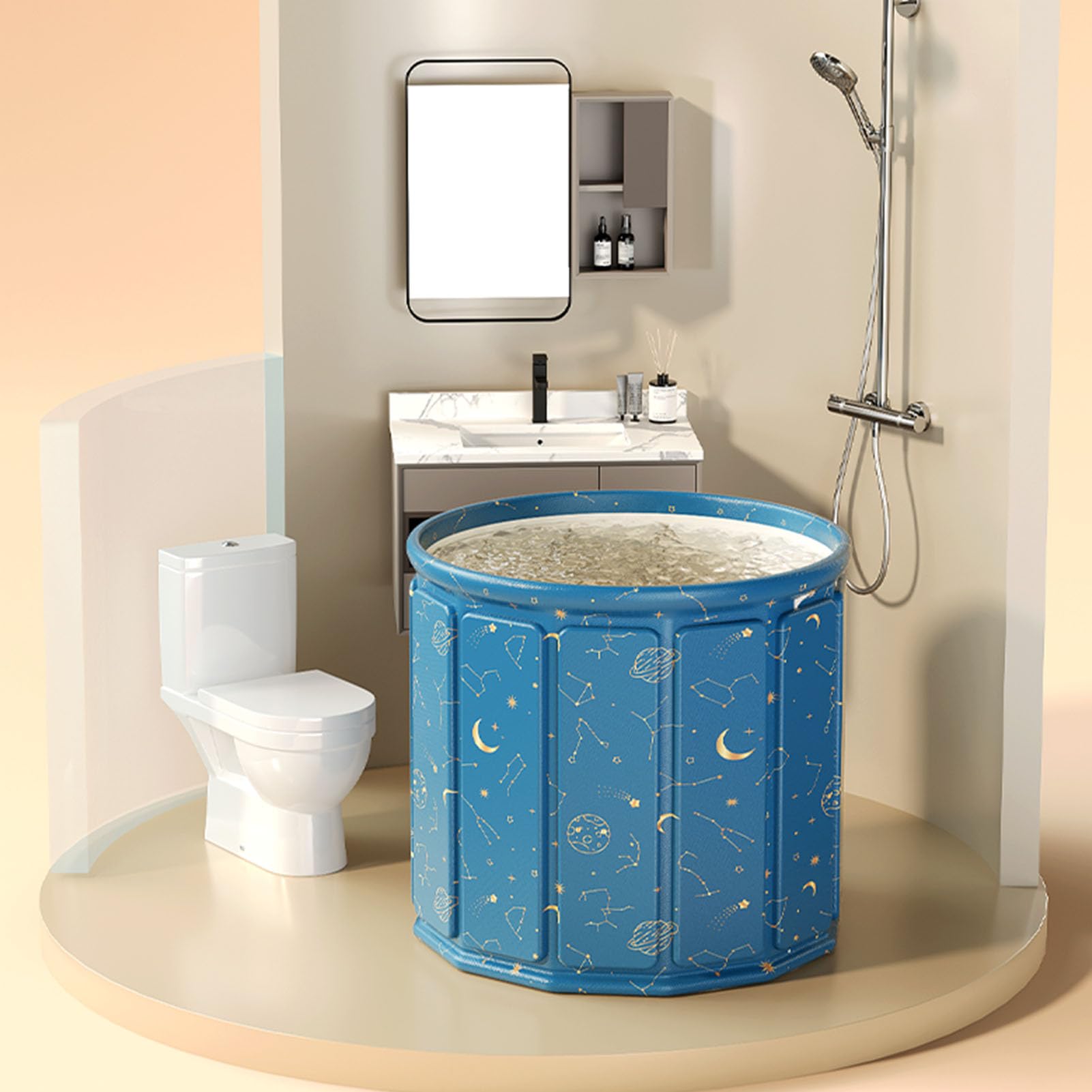 Tragbare Faltbadewanne für Erwachsene Lang anhaltende Wärmeerhaltung Dick,haltbar und unzerbrechlich Geeignet für heiße Bäder,Eisbäder, Saunas,Spas,Dampfbäder (70cm,Green)