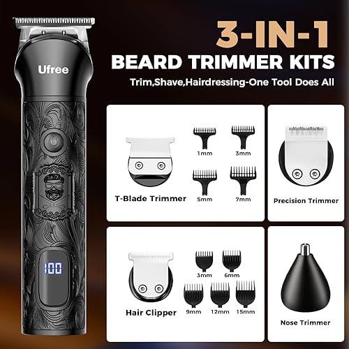 Ufree Beard Trimmer for Men — top-down angle highlighting key features