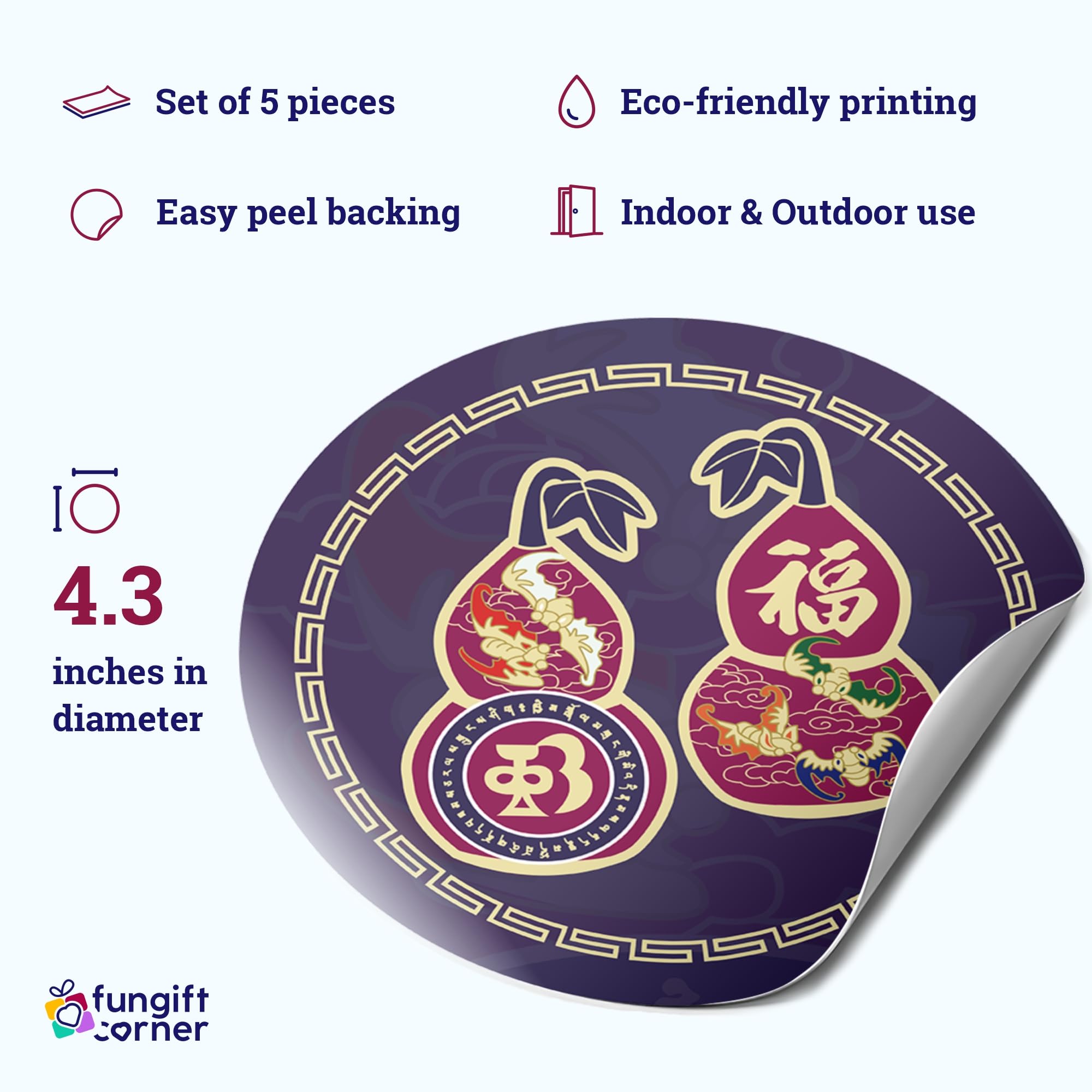 Amazon.com: Five Blessings Wu Lou Amulet Feng Shui Stickers