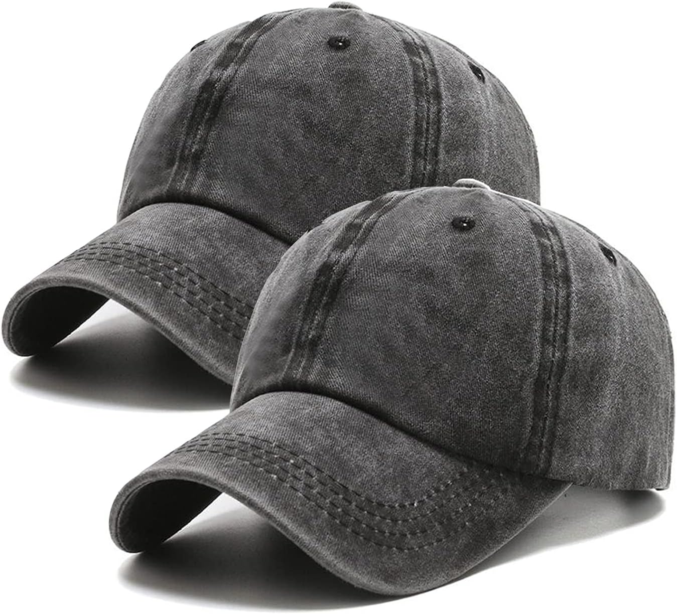 PFFY 2 Packs Vintage Washed Distressed Baseball Cap Dad Golf Hat Black ...