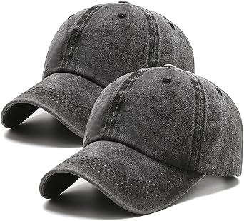 PFFY 2 Packs Vintage Washed Distressed Baseball Cap Dad Hat for Men Women