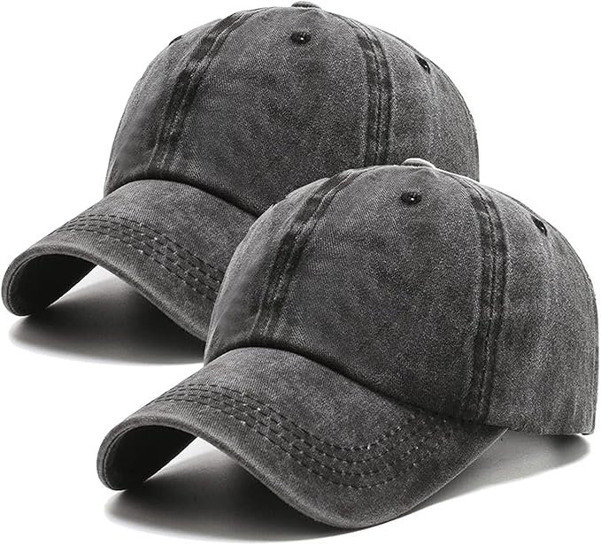 PFFY 2 Packs Vintage Washed Distressed Baseball Cap Dad Golf Hat for