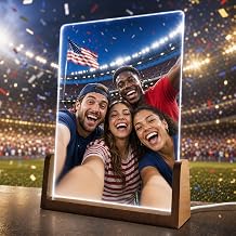 EGD Custom Soccer Photo Plaque Personalized Acrylic Picture Frame for Soccer Fans and World Tournament Parties Custom Image Display with LED or Wood Base Multiple Stand Options 5x7 Q. Sport Decor