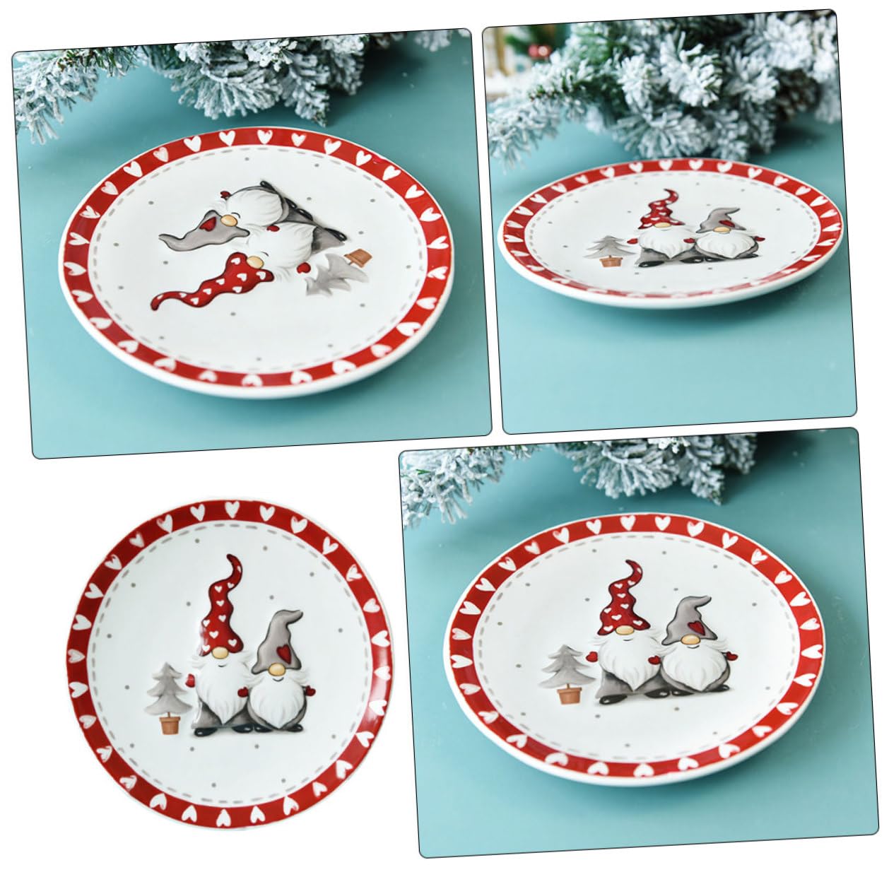 MAGICLULU Bandeja Decorativa Navideña de Cerámica Plato Redondo Pequeño para Postres y Aperitivos Recipiente Versátil para Té Tarde y Frutas